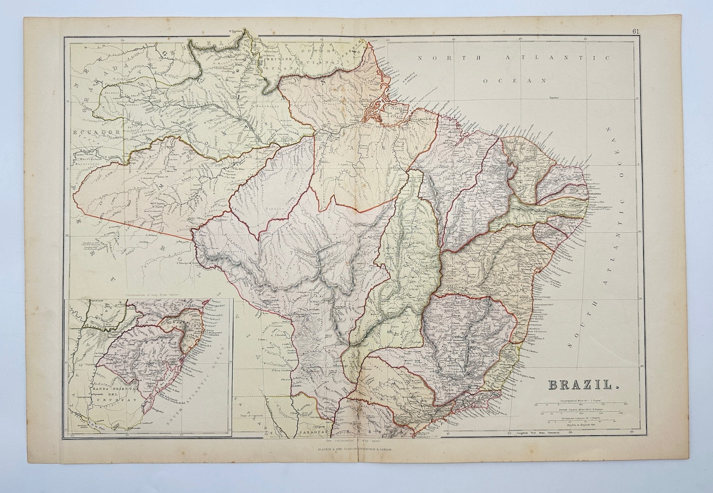 Original Antique Map - Walter Graham Blackie - Brazil - Blackie & Son’s - G3