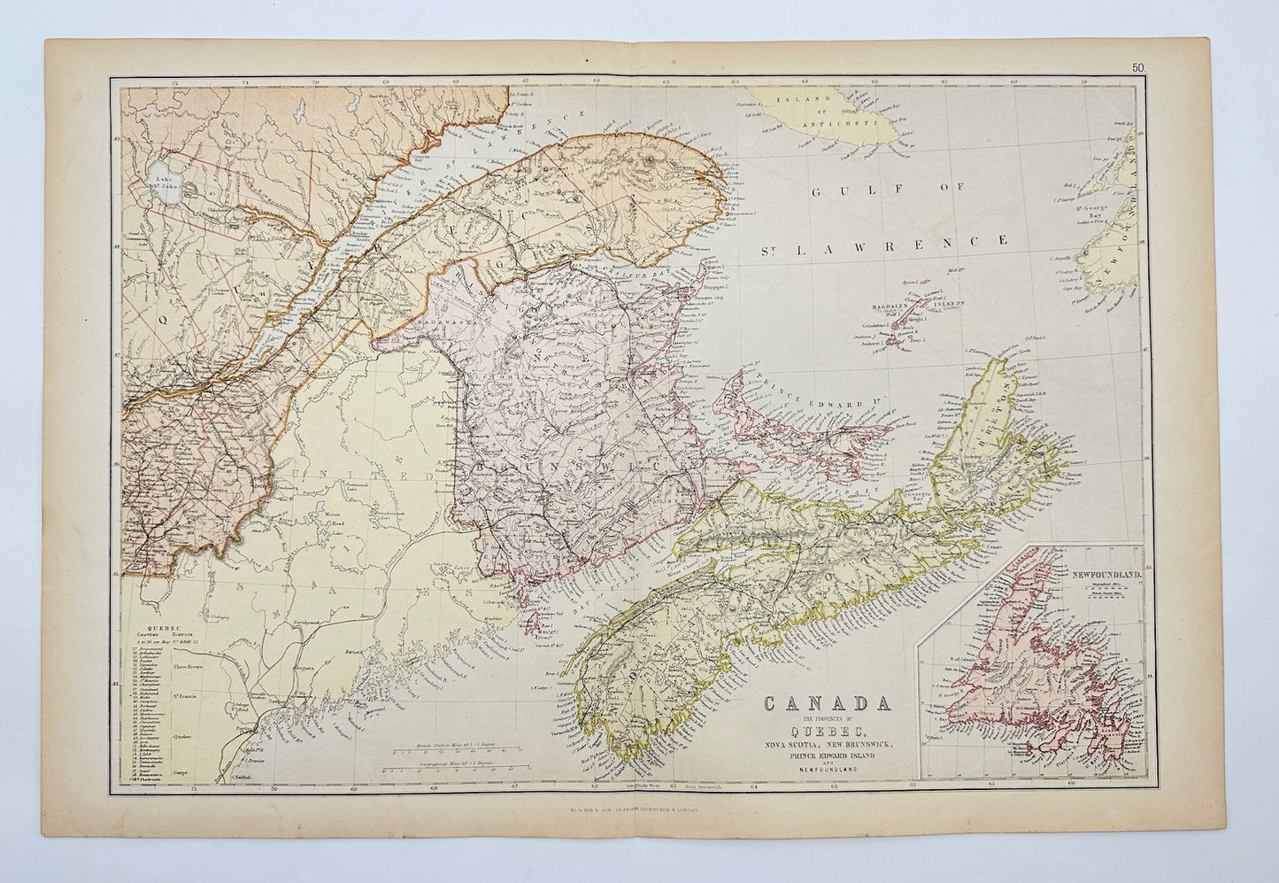 Original Antique Map - Walter Graham Blackie - Canada - Blackie & Son’s - G3