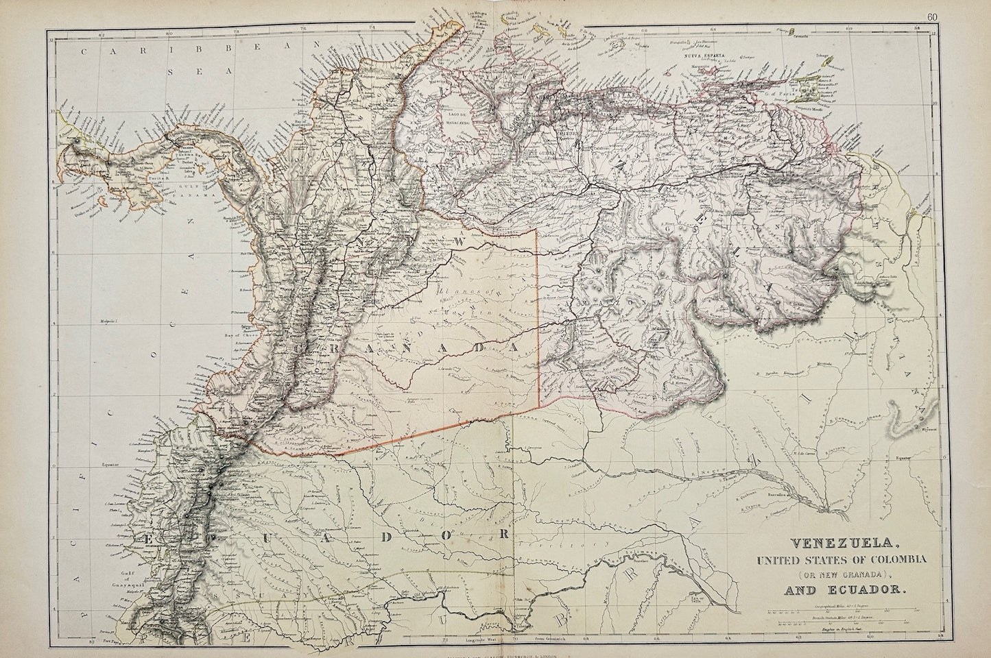 Original Antique Map - Walter Graham Blackie - Venezuela - Ecuador - G3