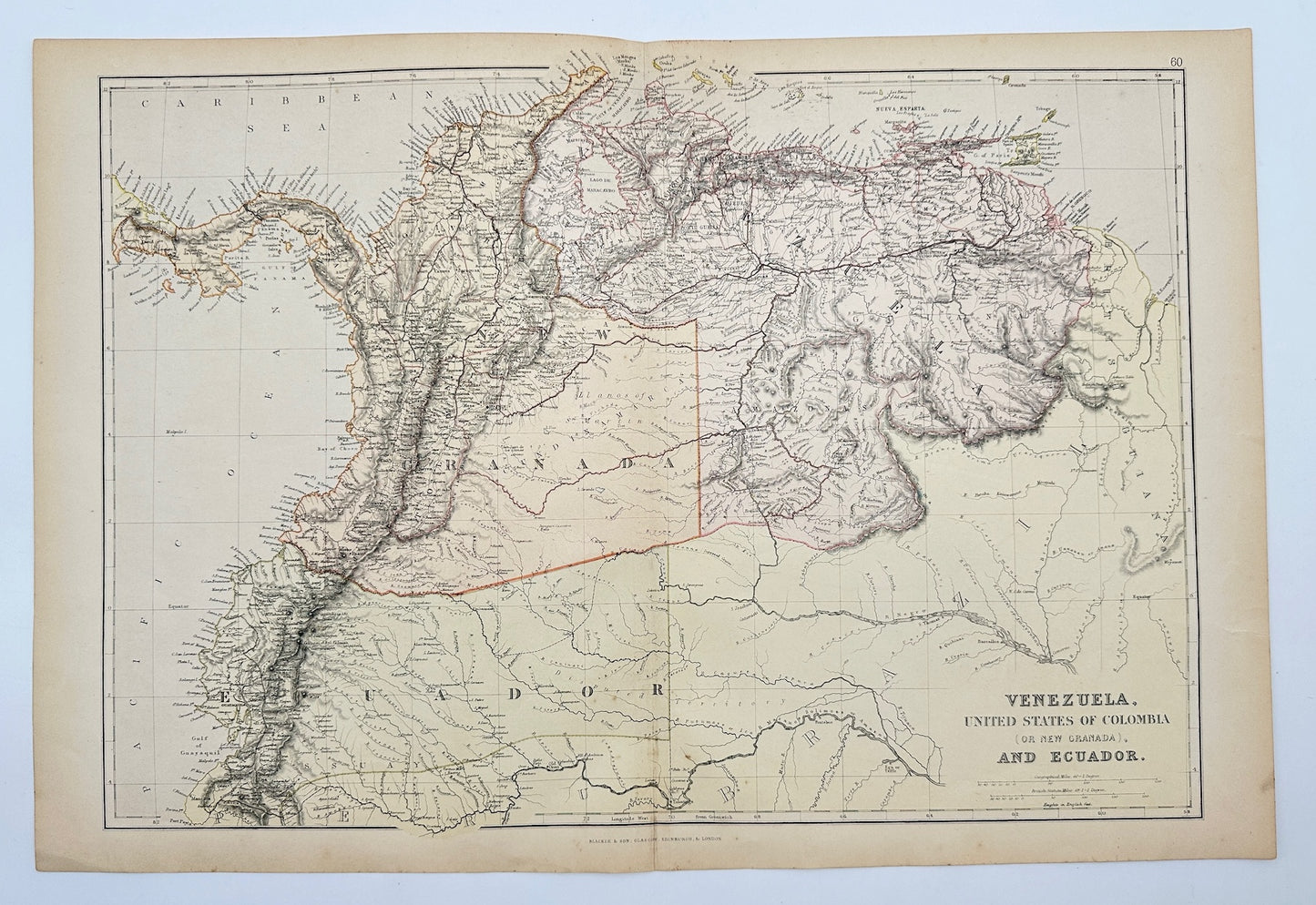 Original Antique Map - Walter Graham Blackie - Venezuela - Ecuador - G3