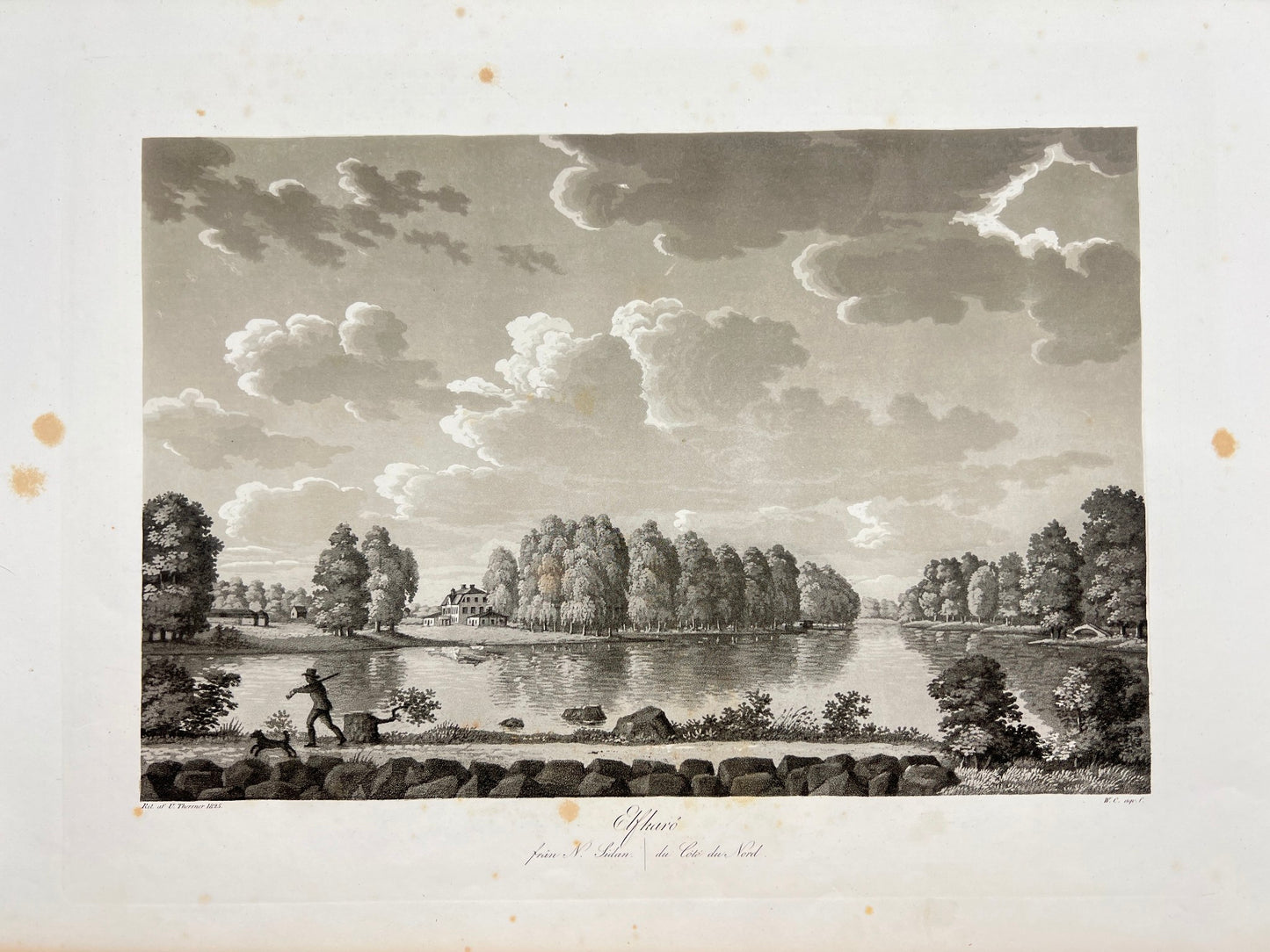 Original Antique Engraving - Ulrik Thersner - View of Alvkarleo in Sweden - E3