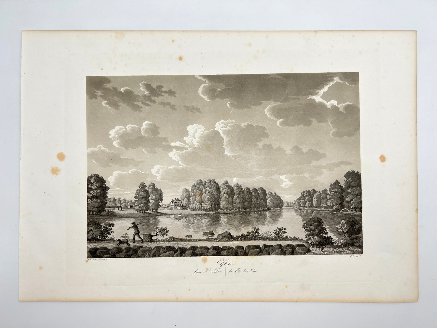 Original Antique Engraving - Ulrik Thersner - View of Alvkarleo in Sweden - E3