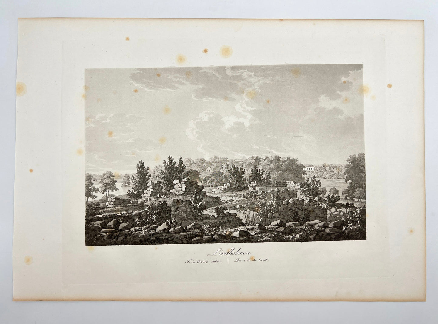 Original Antique Engraving - Ulrik Thersner - View of Lindholmen in Sweden - E3