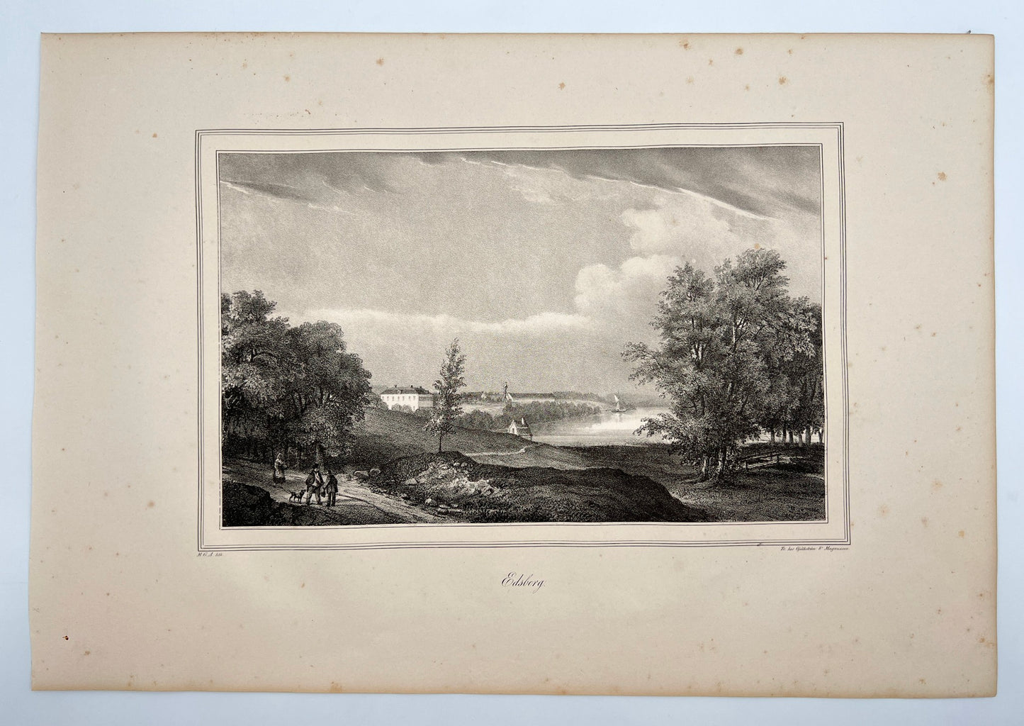 Antique Engraving - Ulrik Thersner - View of Edsberg Castle in Sweden - E3