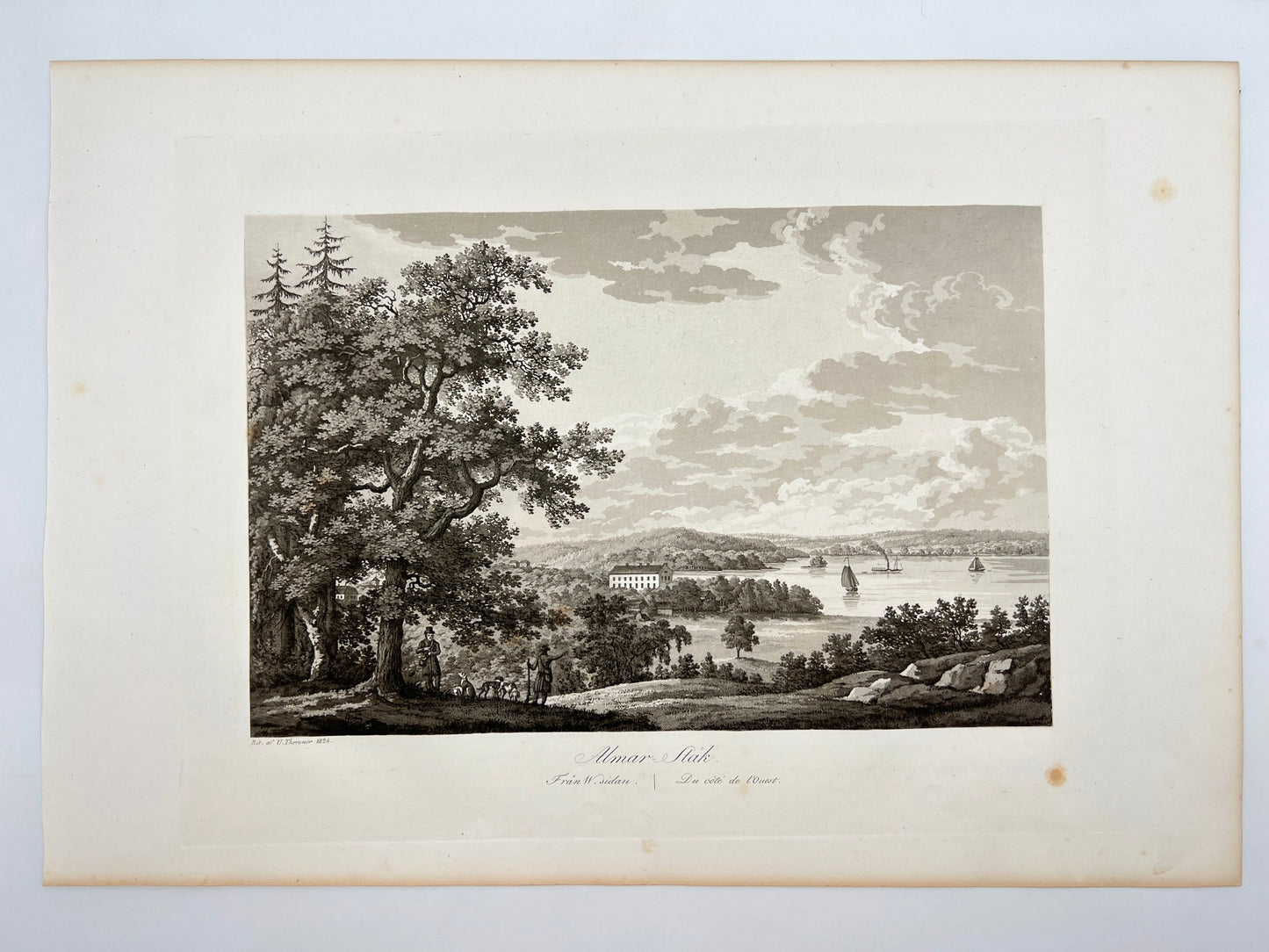 Antique Engraving - Ulrik Thersner - View of Almare-Stakets in Sweden - E3