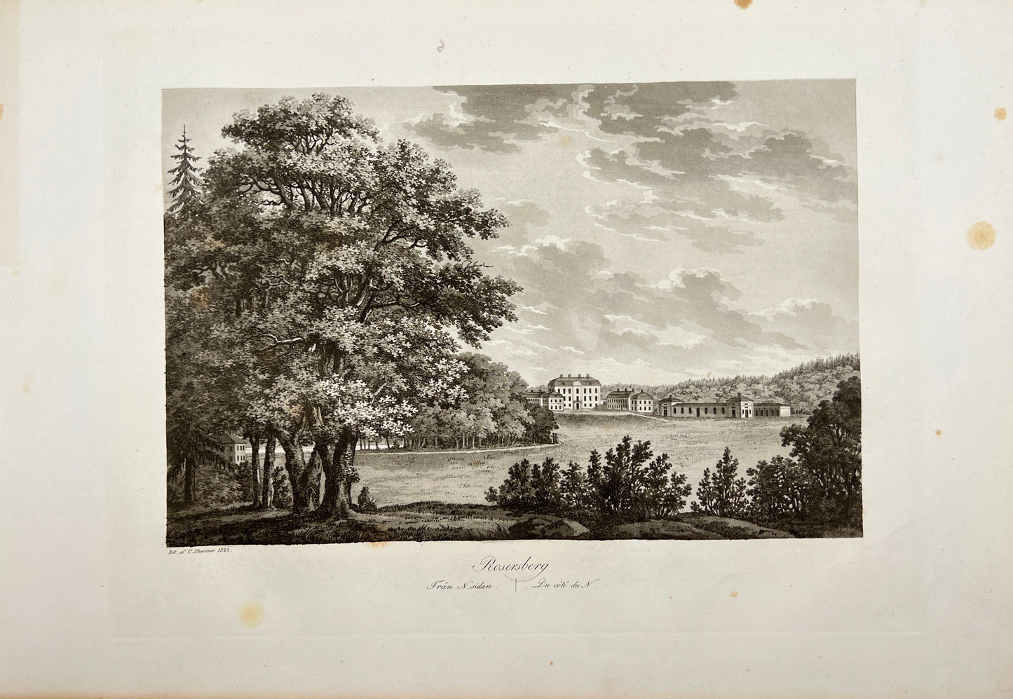 Antique Engraving - Ulrik Thersner - View of Rosersberg Castle in Sweden - E3