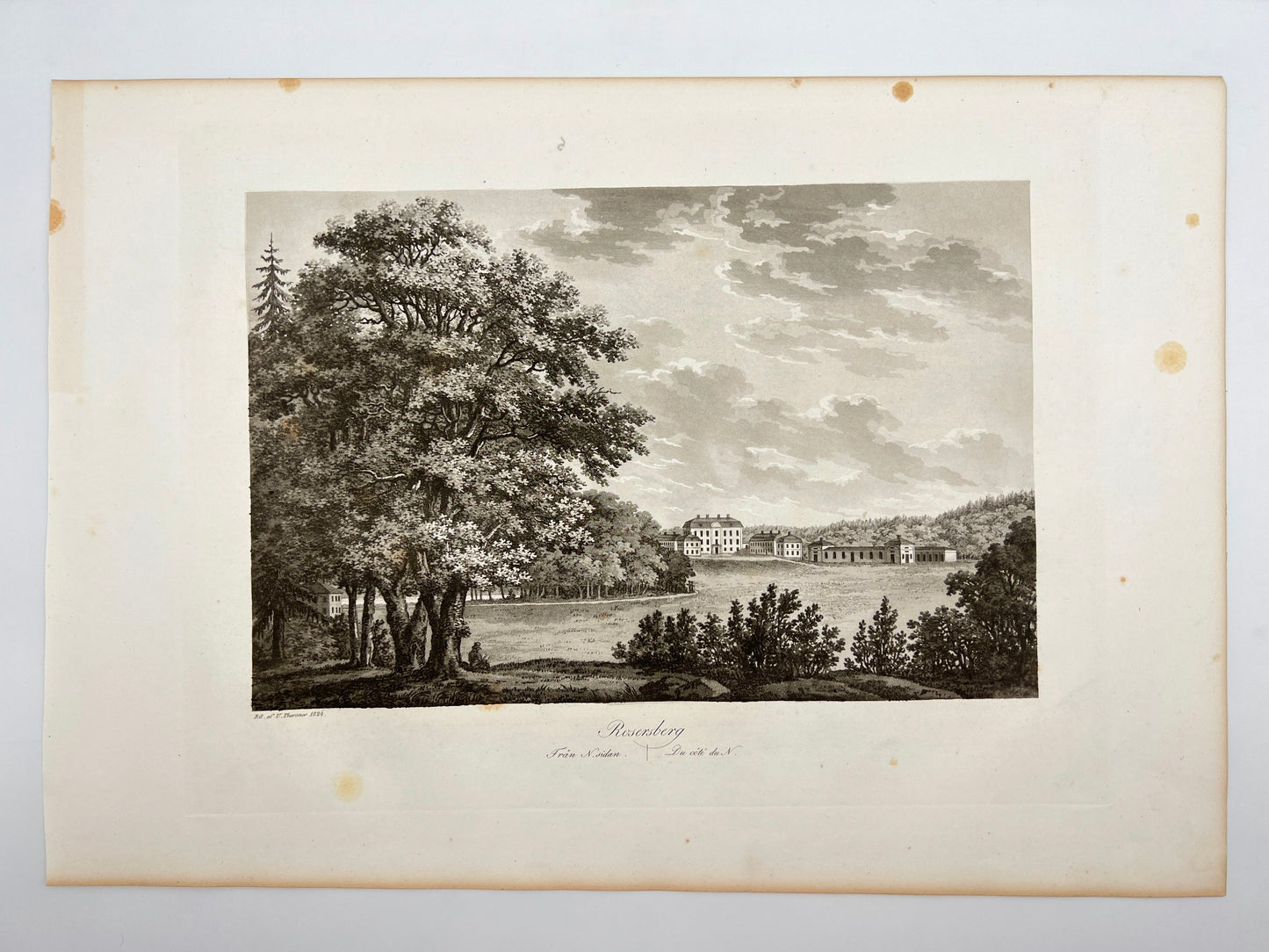 Antique Engraving - Ulrik Thersner - View of Rosersberg Castle in Sweden - E3