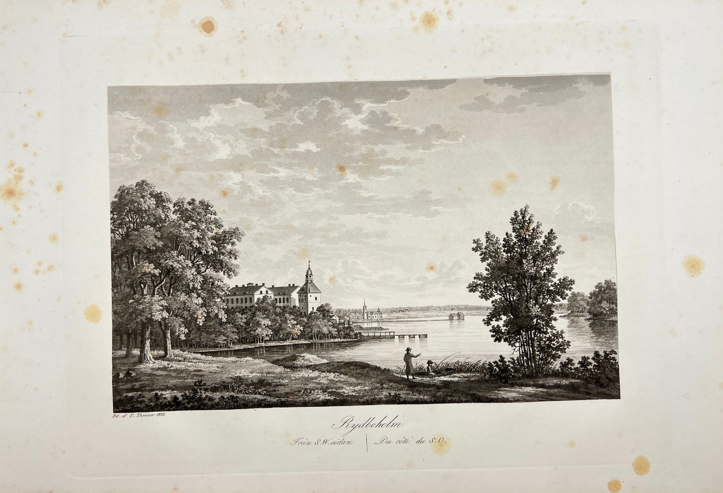 Original Antique Engraving - Ulrik Thersner - View of Rydboholm in Sweden - E3