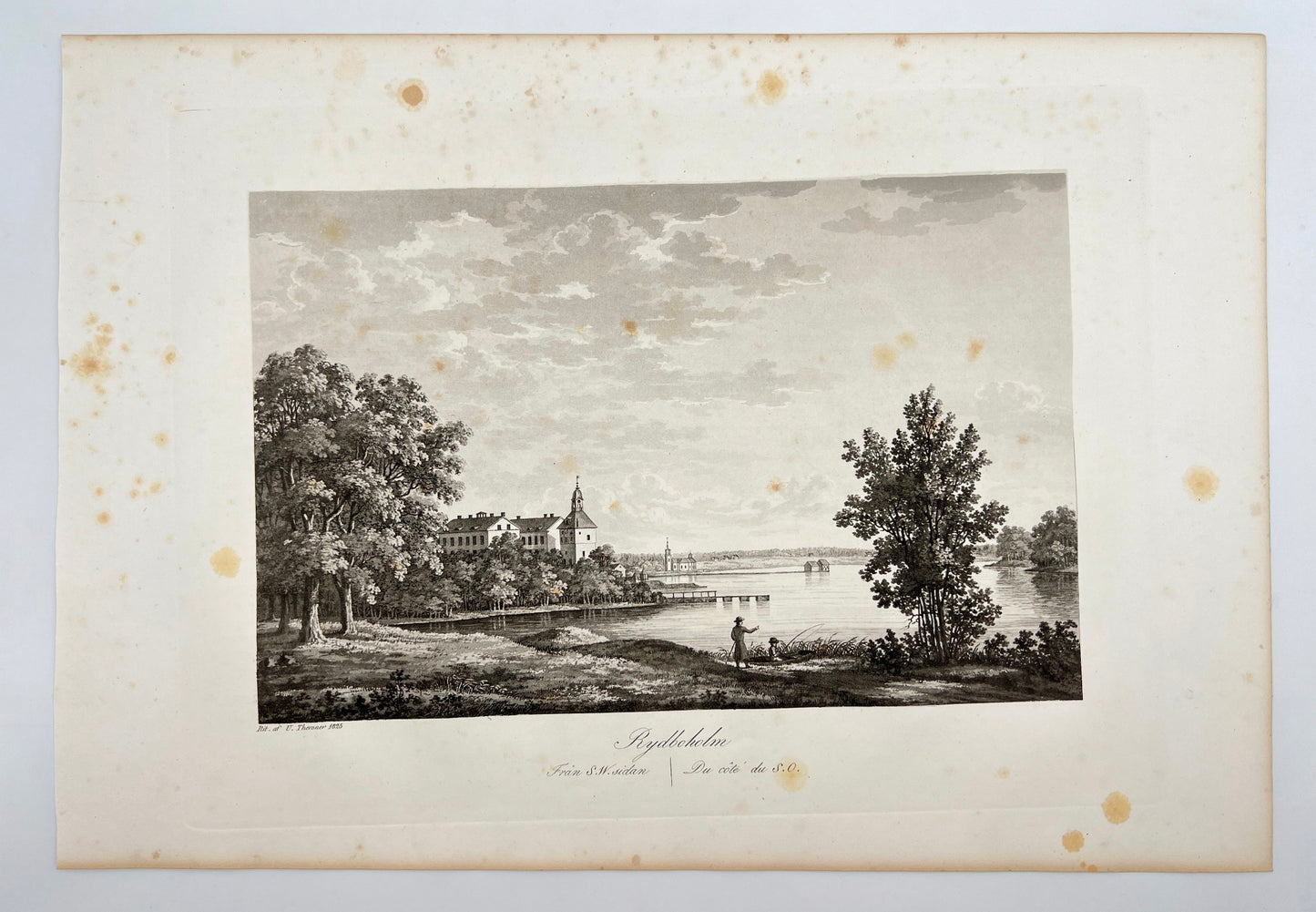 Original Antique Engraving - Ulrik Thersner - View of Rydboholm in Sweden - E3