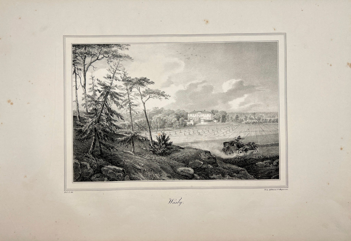 Original Antique Engraving - Ulrik Thersner - View of Stora Vasby Castle - E3