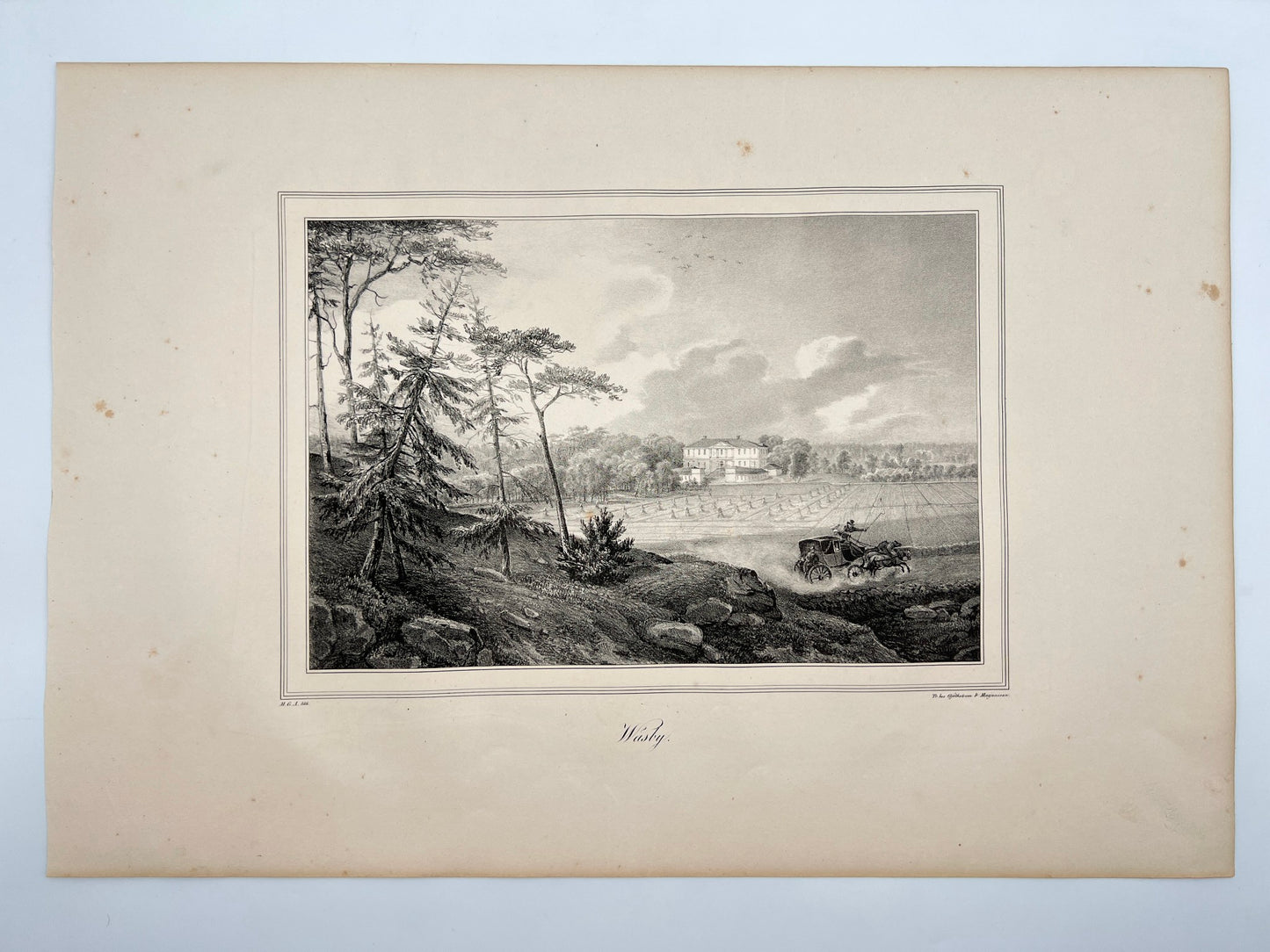 Original Antique Engraving - Ulrik Thersner - View of Stora Vasby Castle - E3