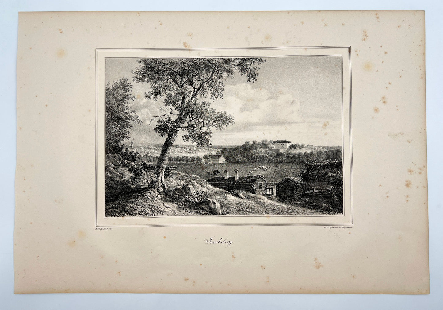 Original Antique Engraving - Ulrik Thersner - View of Jakobsberg in Sweden - E3