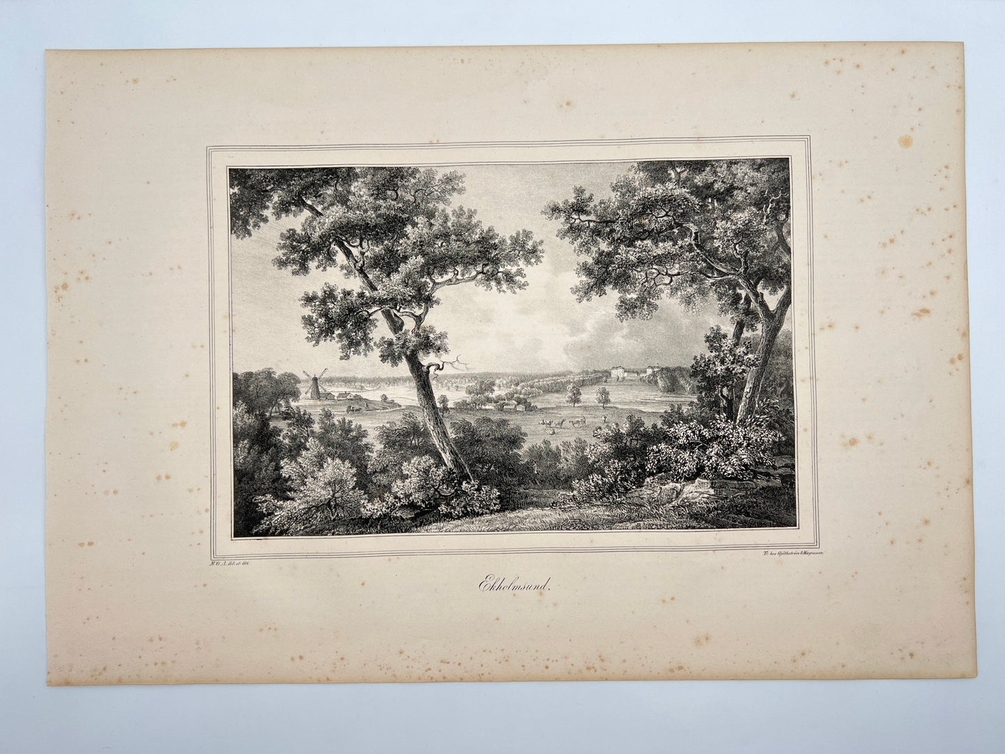 Original Antique Engraving - Ulrik Thersner - View of Ekolsund in Sweden - E3