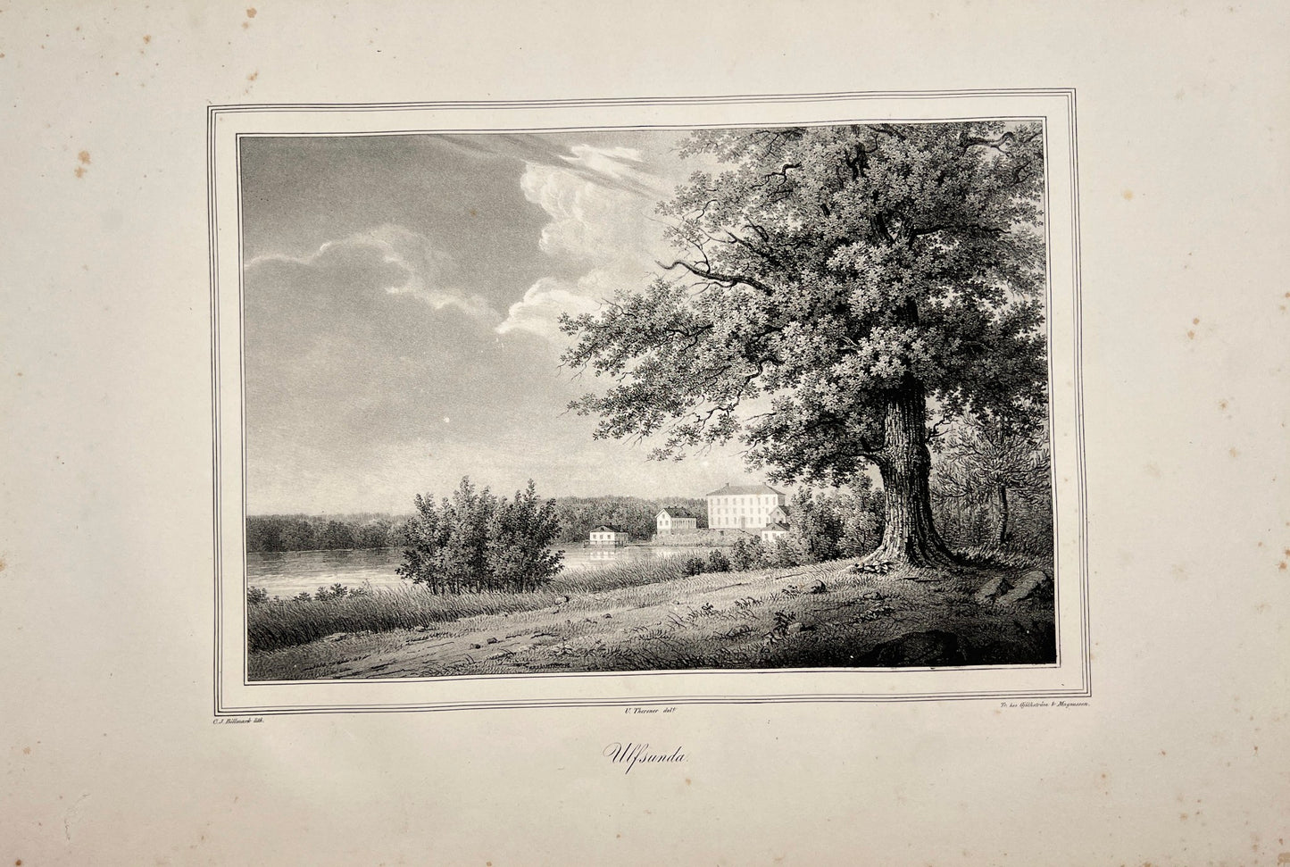 Antique Engraving - Ulrik Thersner - View of Ulvsunda Castle in Sweden - E3