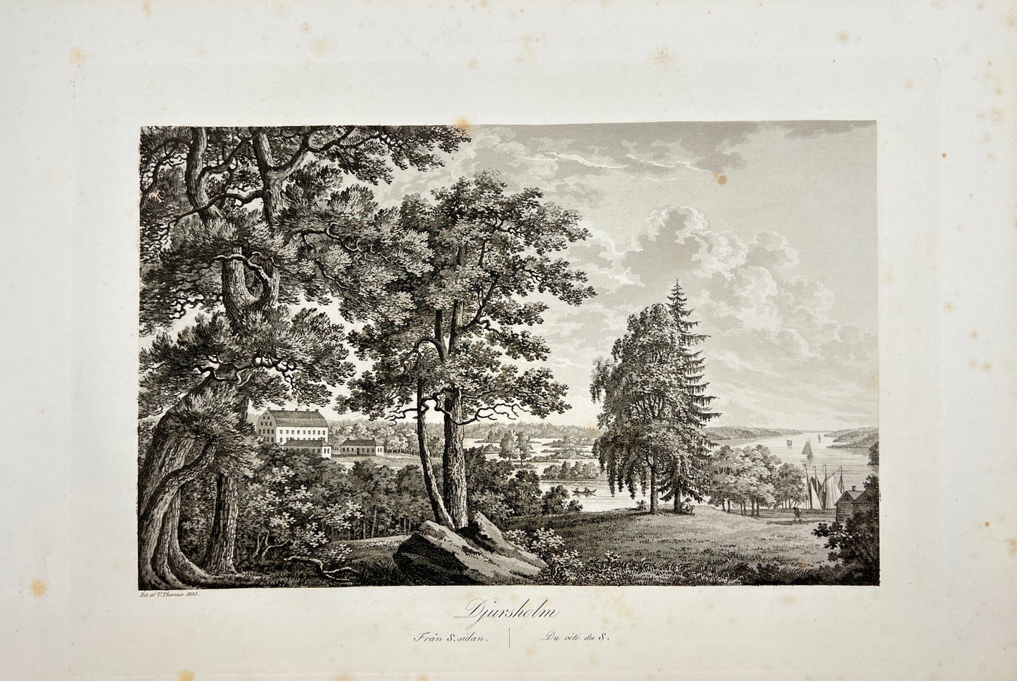 Antique Engraving - Ulrik Thersner -  View of Norra Stro in Sweden - E3