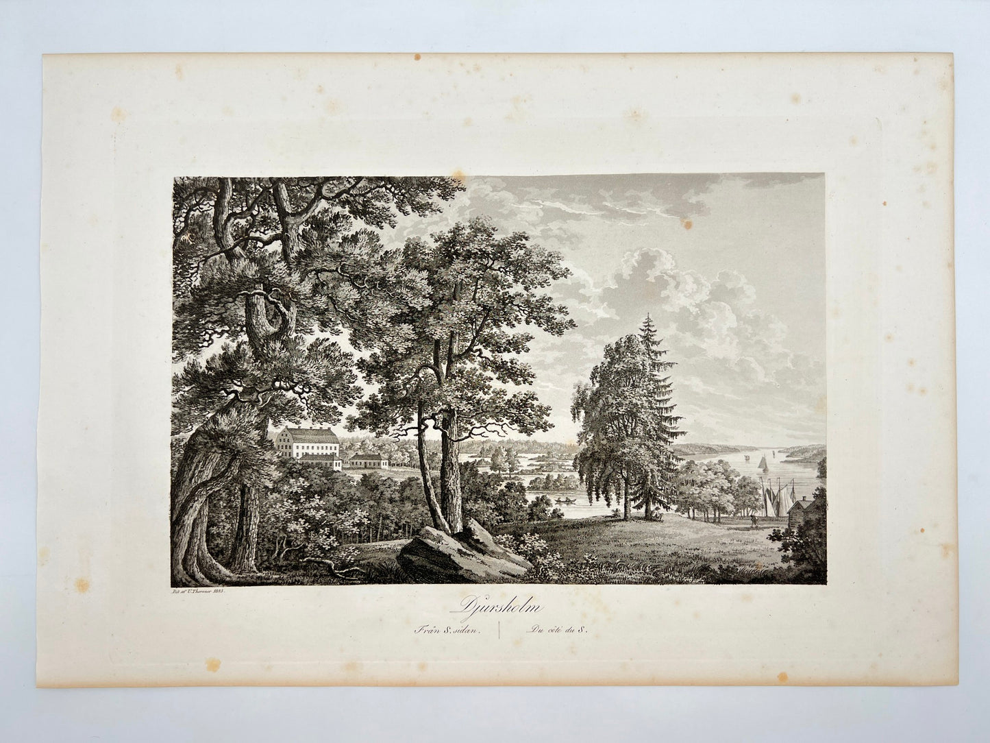 Antique Engraving - Ulrik Thersner -  View of Norra Stro in Sweden - E3