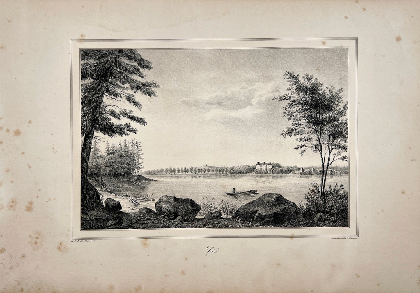 Original Antique Engraving - Ulrik Thersner - View of Sjo Castle in Sweden - E3