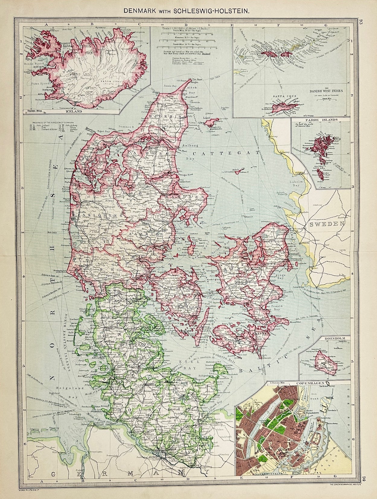 Antique Map - Harmsworth - Denmark - The Harmsworth Atlas and Gazetteer - G3