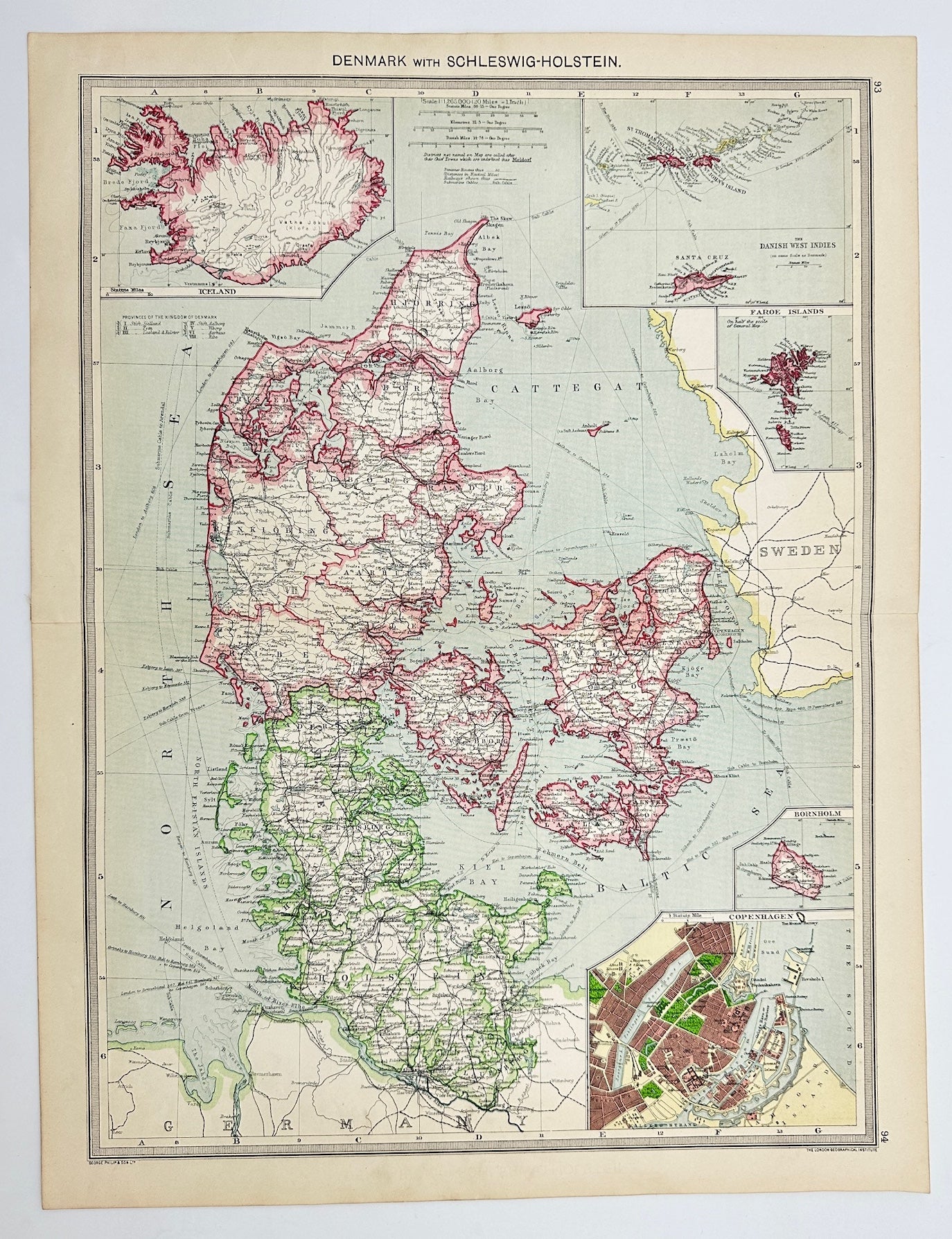 Antique Map - Harmsworth - Denmark - The Harmsworth Atlas and Gazetteer - G3