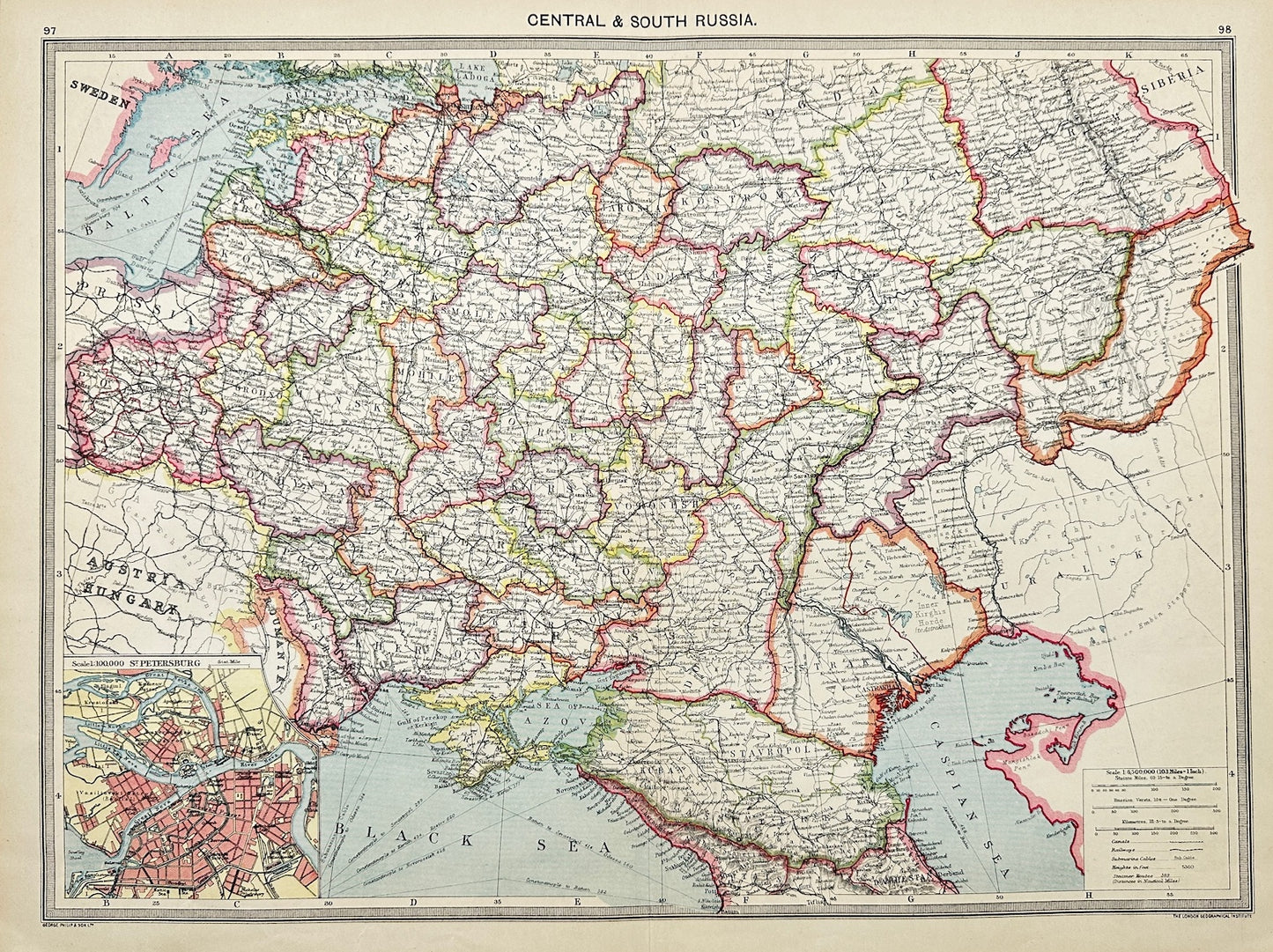 Original Antique Map - Alfred Harmsworth - Central & South Russia - G3