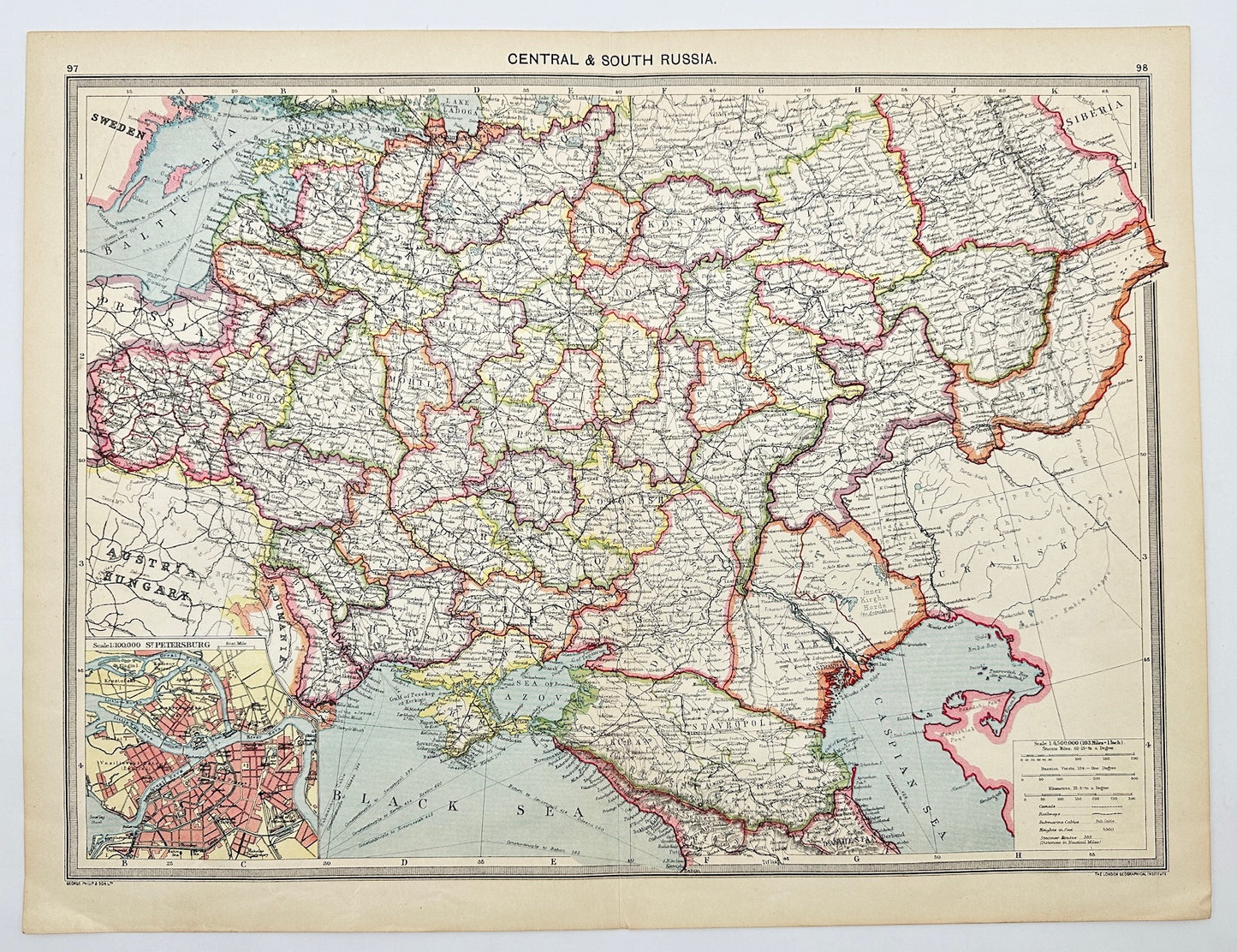 Original Antique Map - Alfred Harmsworth - Central & South Russia - G3