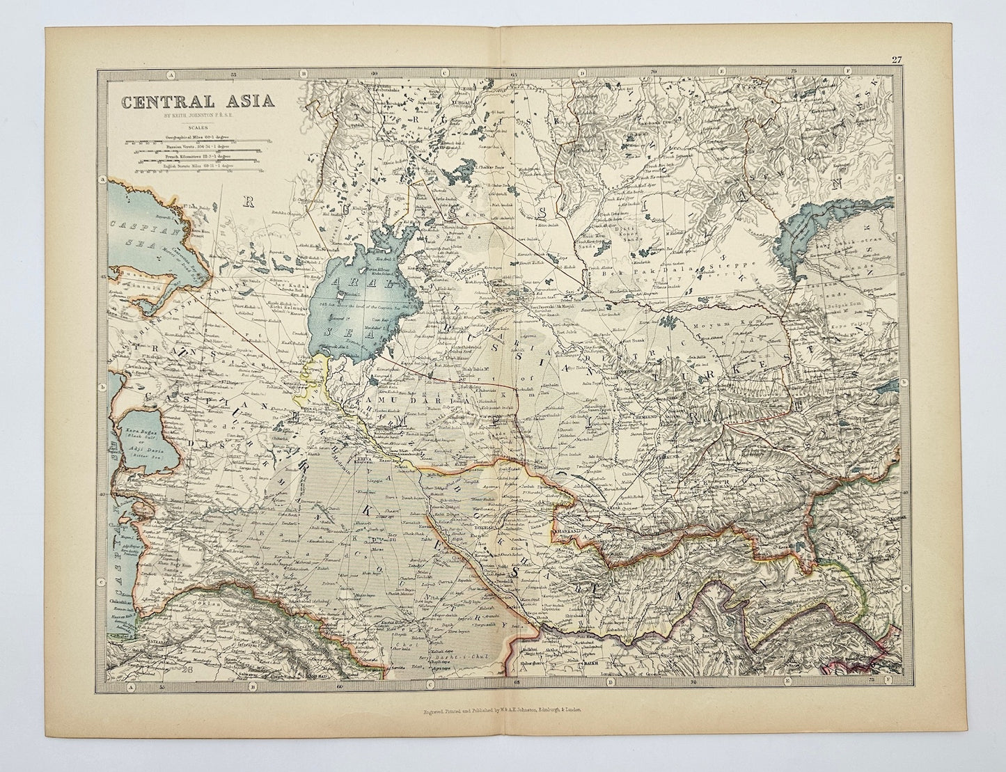 Original Antique Map - Alexander Keith Johnston - Central Asia - Turkey - G3