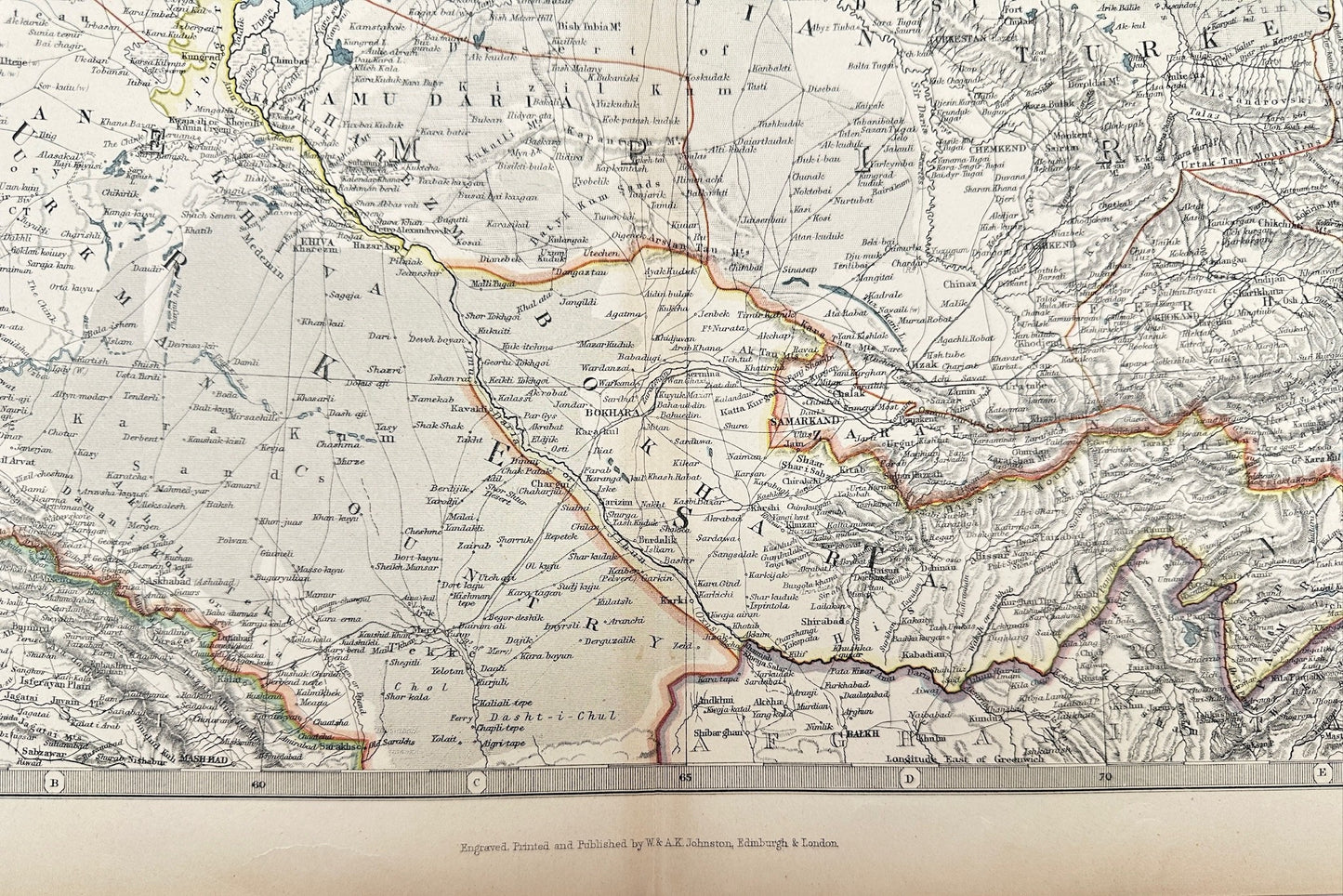 Original Antique Map - Alexander Keith Johnston - Central Asia - Turkey - G3