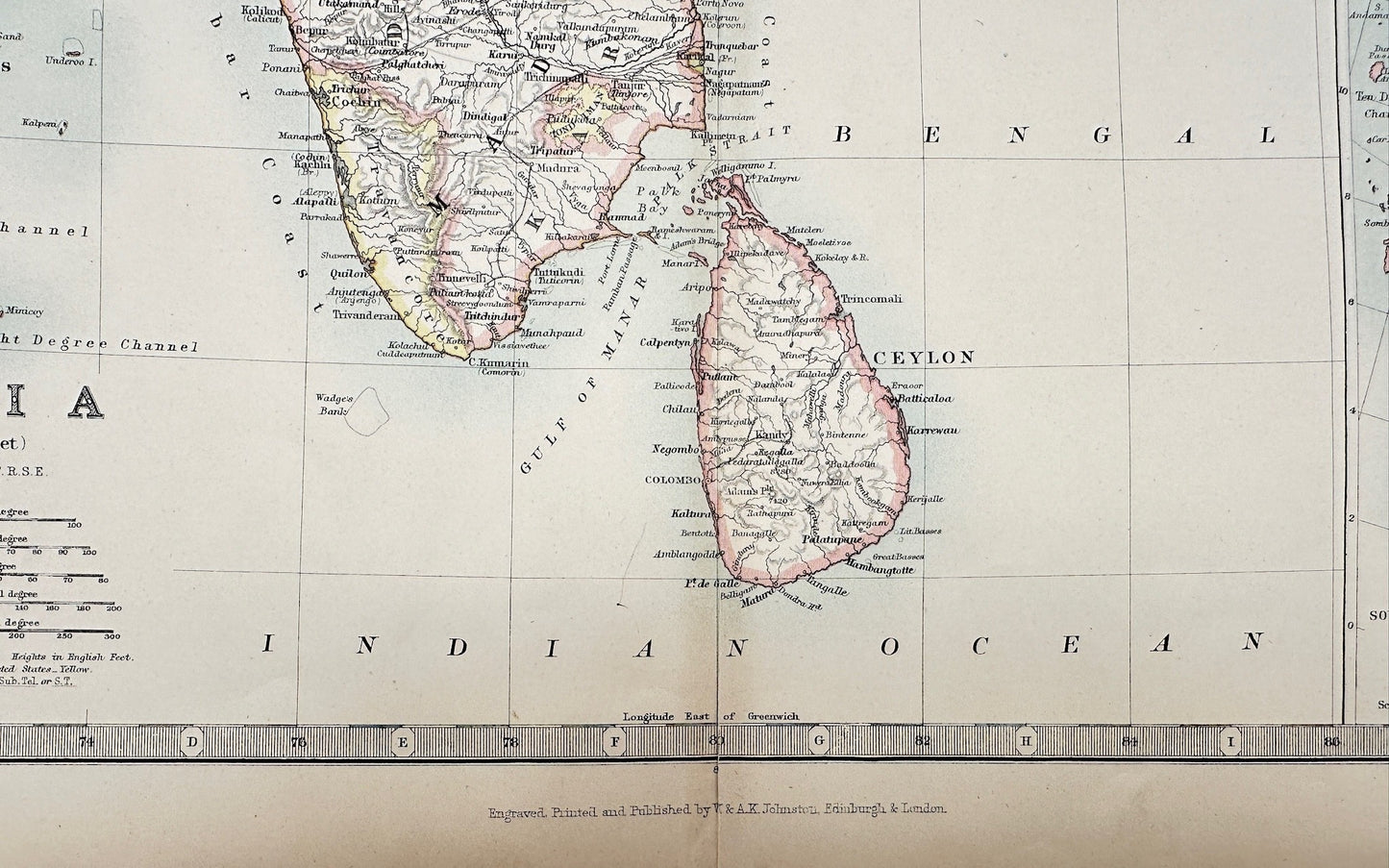 Original Antique Map - Alexander Keith Johnston - India, Southern Sheet - G3