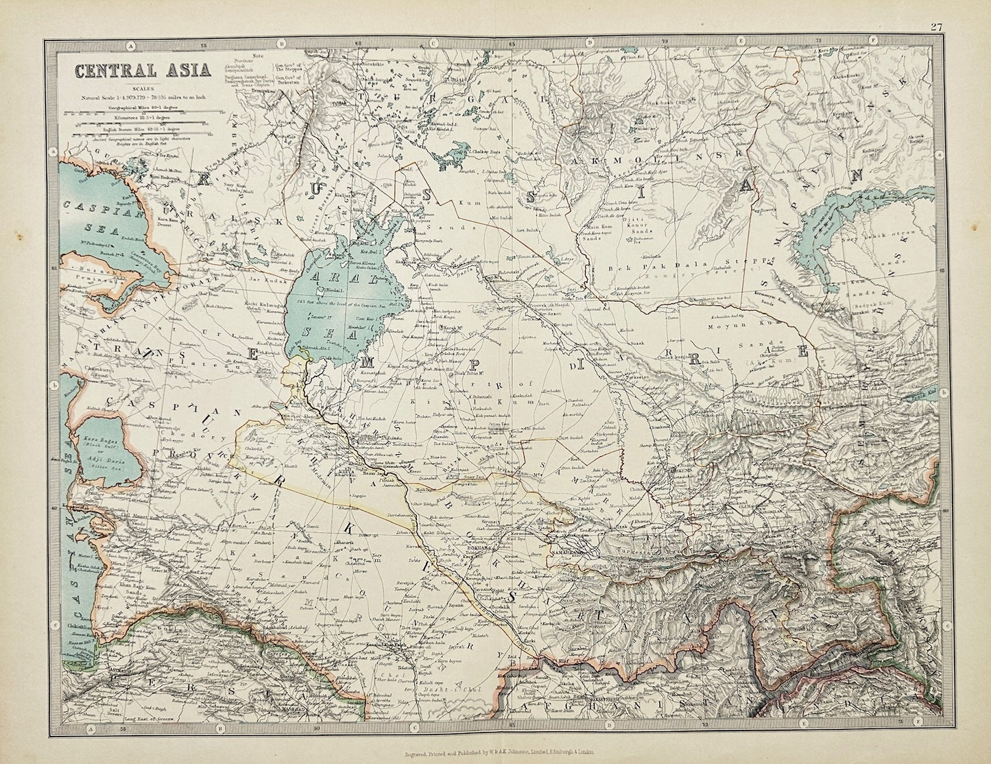 Antique Map - Alexander Keith Johnston - Central Asia - Aral Sea -Turkestan - G3