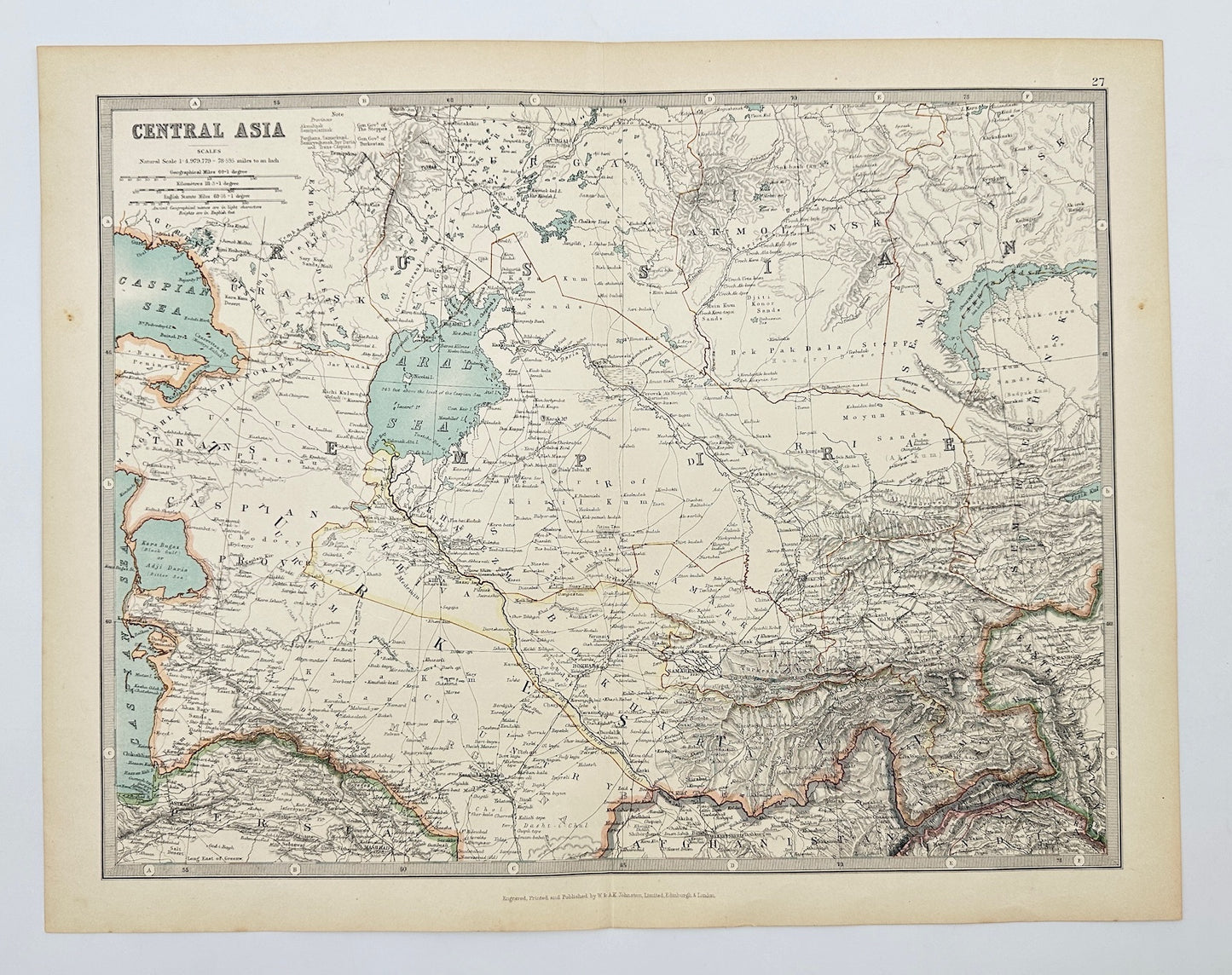 Antique Map - Alexander Keith Johnston - Central Asia - Aral Sea -Turkestan - G3