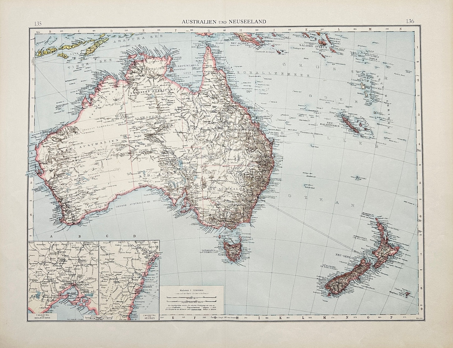 Original Antique Map - John Bartholomew - Australia and New Zealand - G3