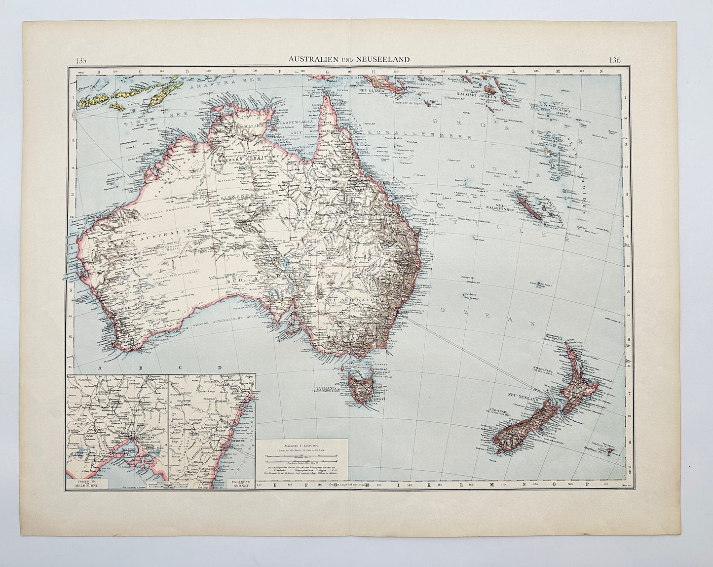 Original Antique Map - John Bartholomew - Australia and New Zealand - G3