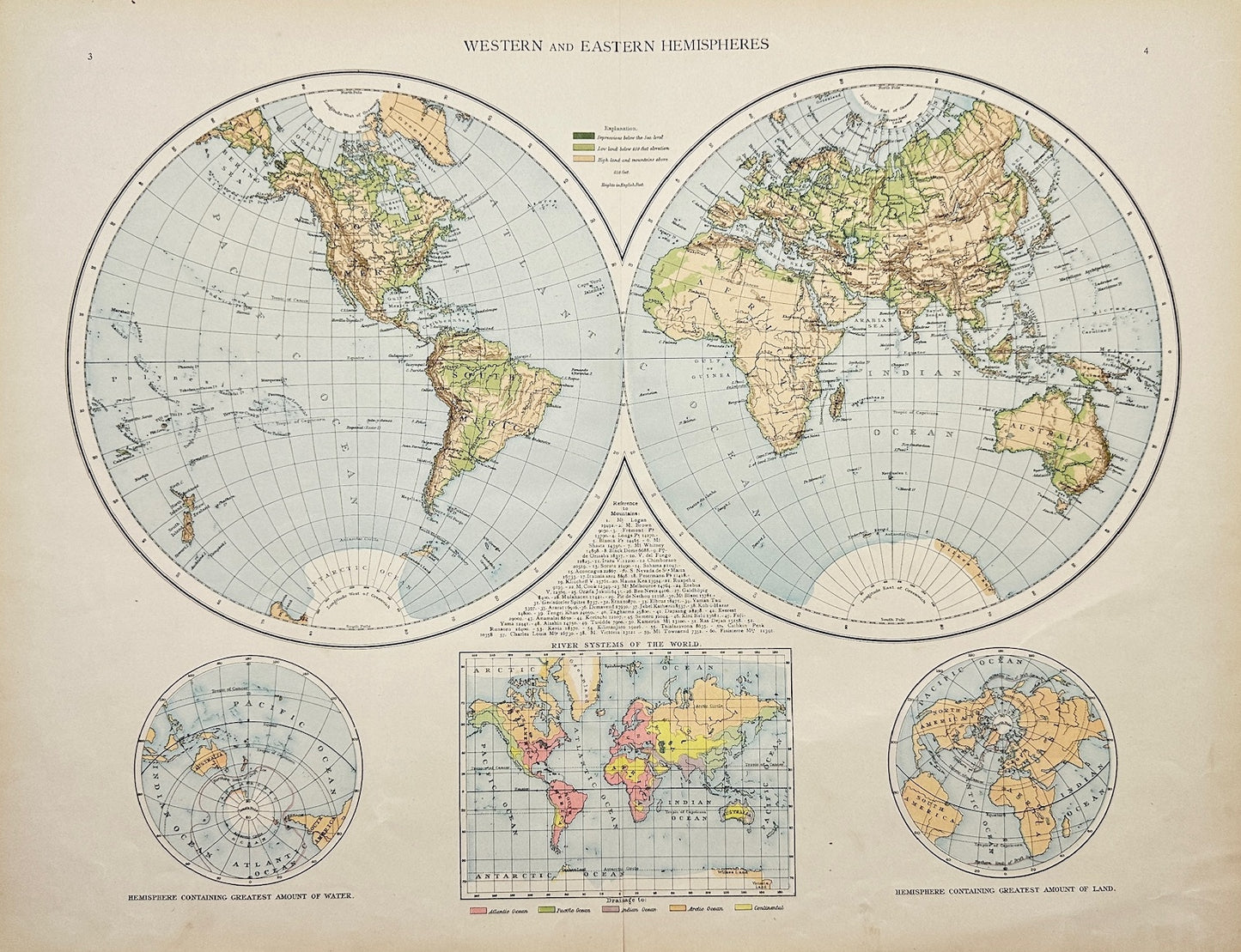 Original Antique Map - Richard Andree - Western and Eastern Hemispheres - G3