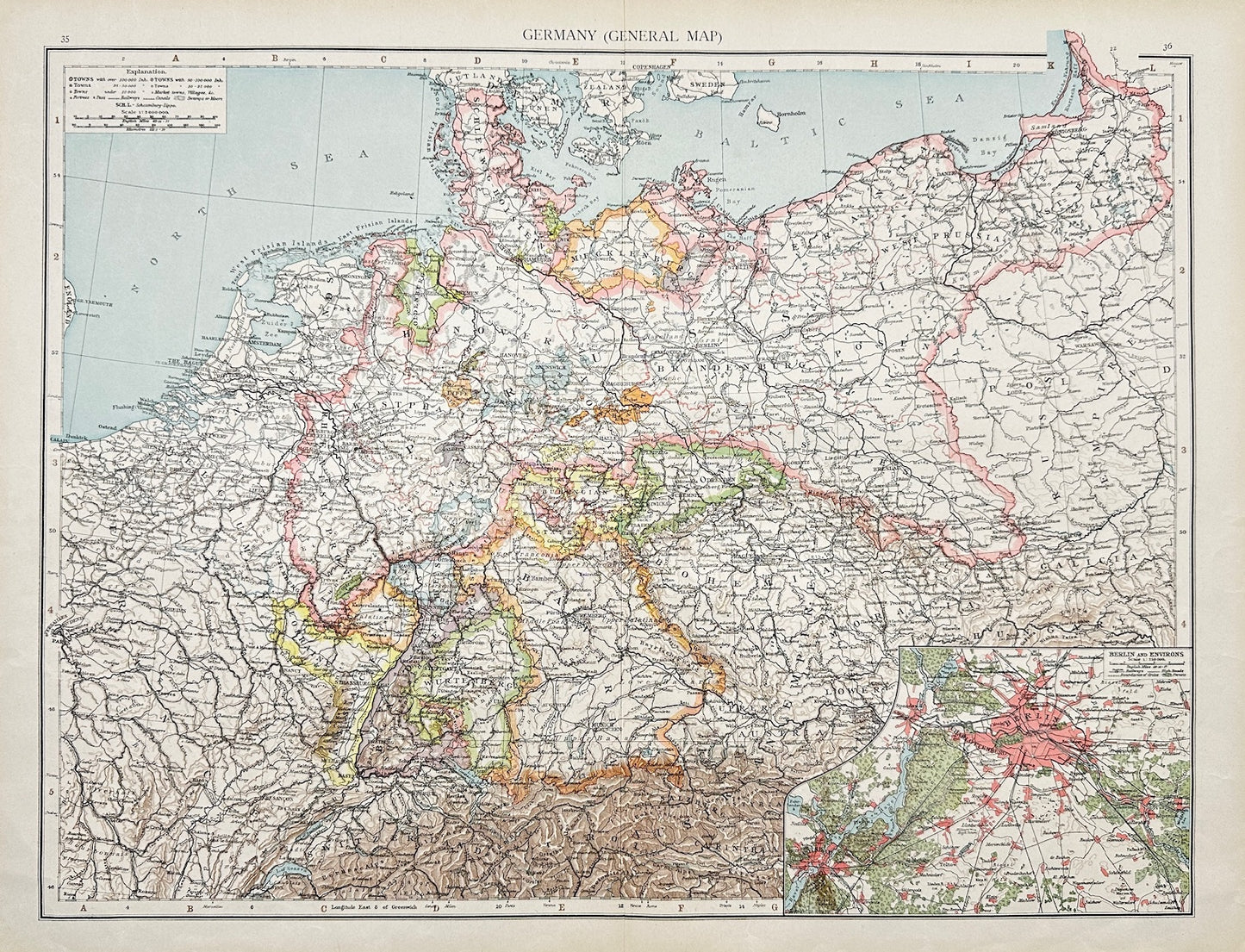 Original Antique Map - Richard Andree - Germany, General Map - Berlin - G3