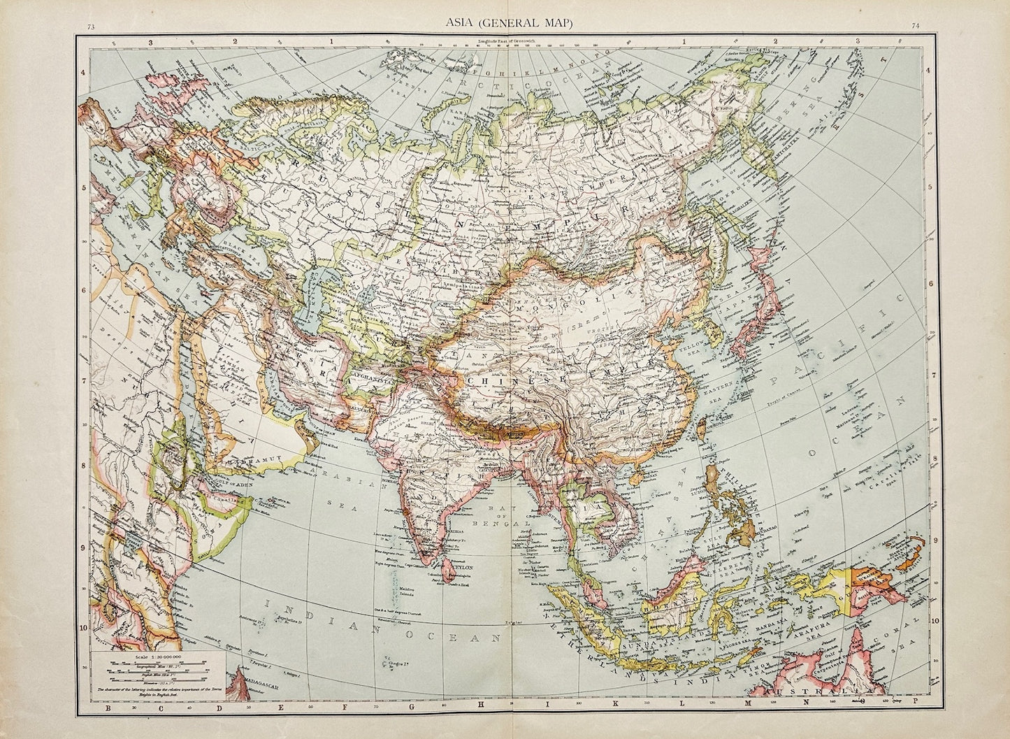 Original Antique Map - Richard Andree - Asia. General Map - Russia - China - G3