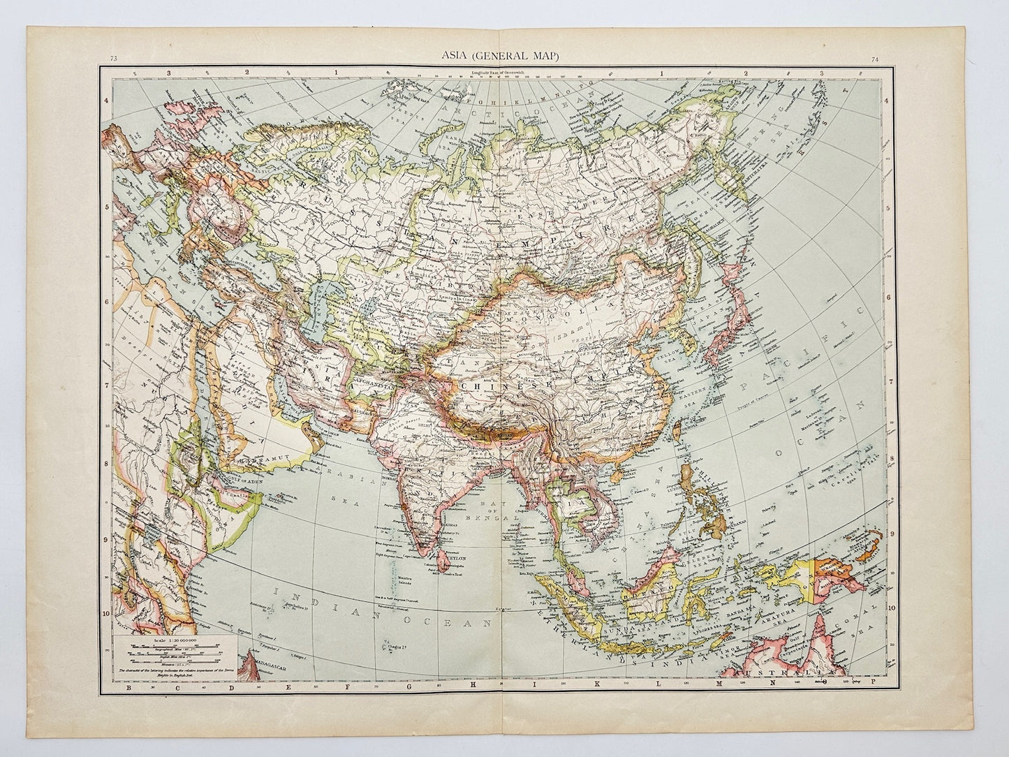 Original Antique Map - Richard Andree - Asia. General Map - Russia - China - G3