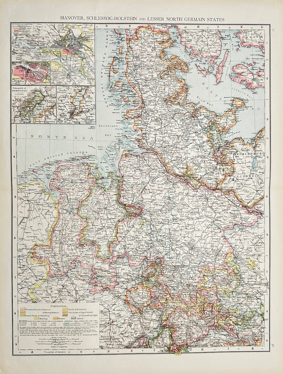 Antique Map - Richard Andree - German - Hanover - Schleswig-Holstein - G3