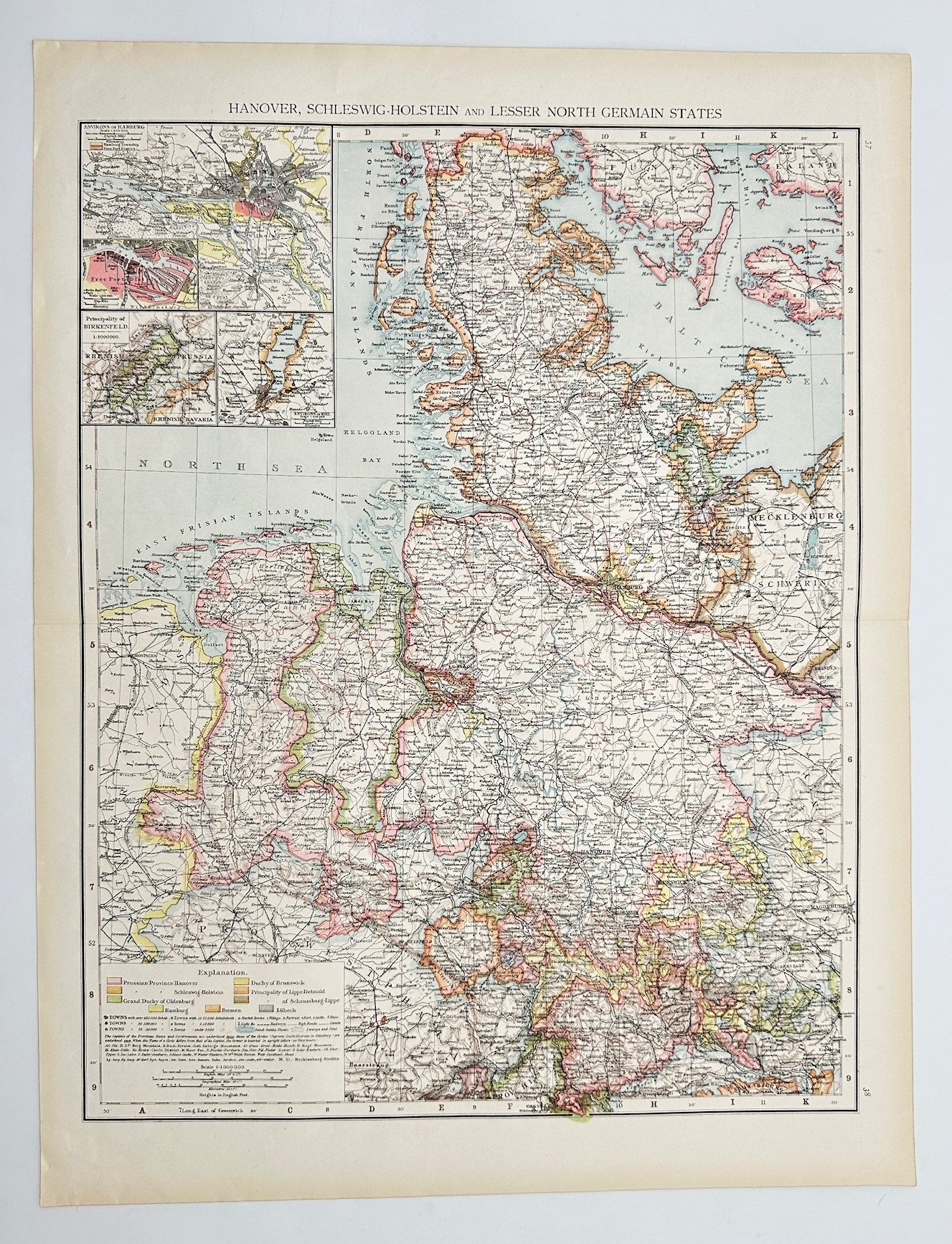 Antique Map - Richard Andree - German - Hanover - Schleswig-Holstein - G3