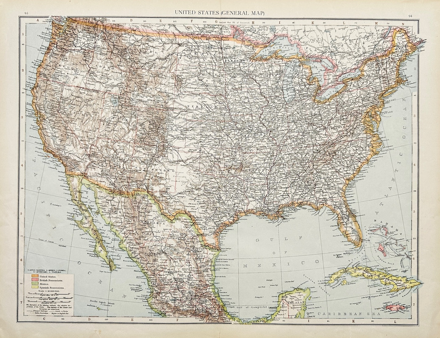 Original Antique Map - Richard Andree - United States General Map - G3