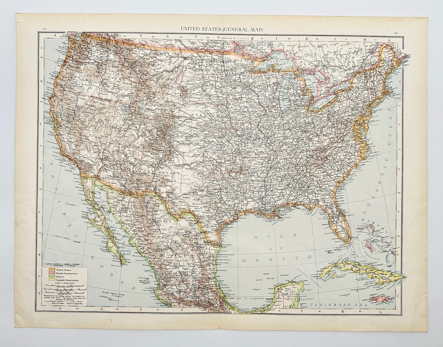 Original Antique Map - Richard Andree - United States General Map - G3