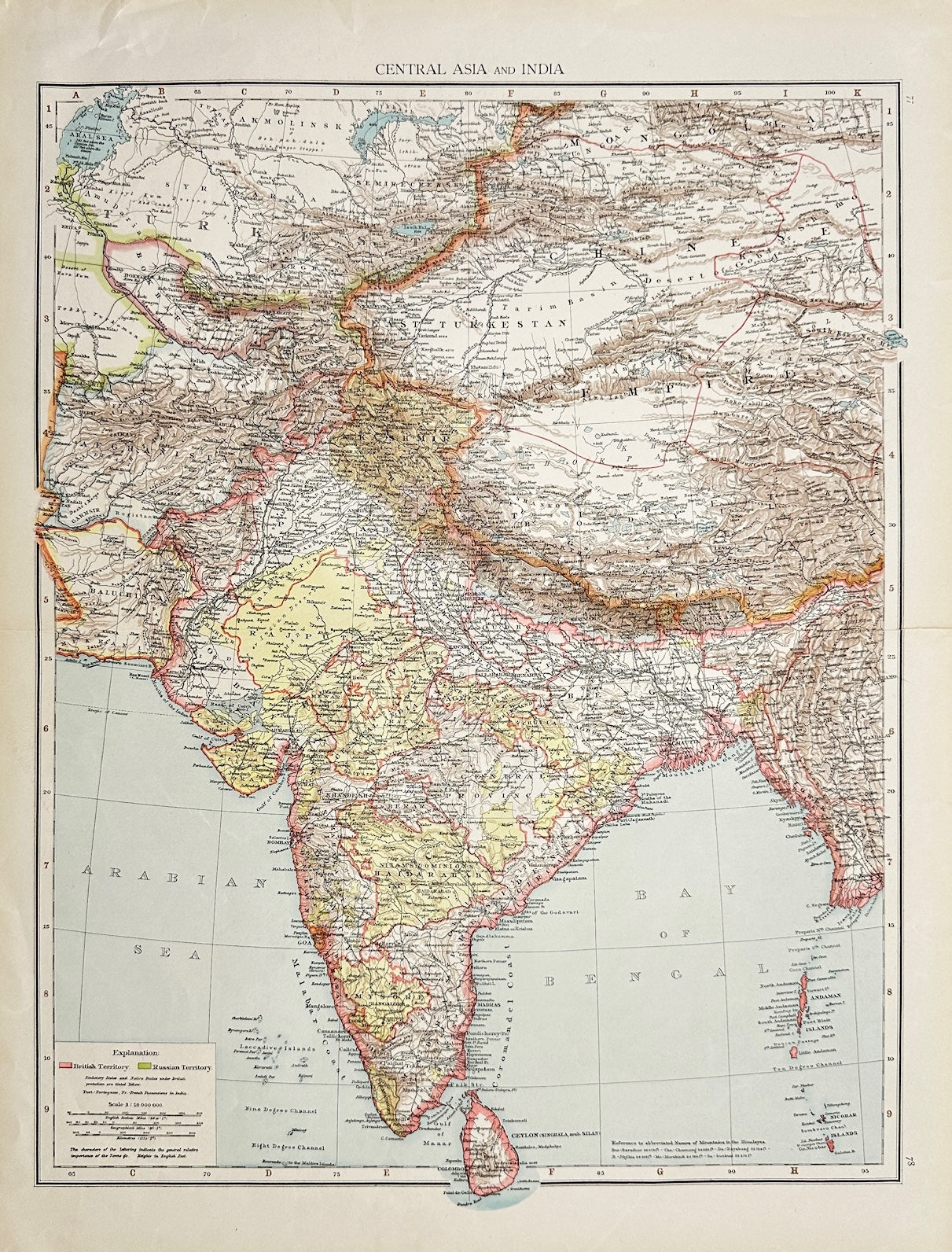 Antique Map - Richard Andree - Central Asia and India - Arabian Sea - G3