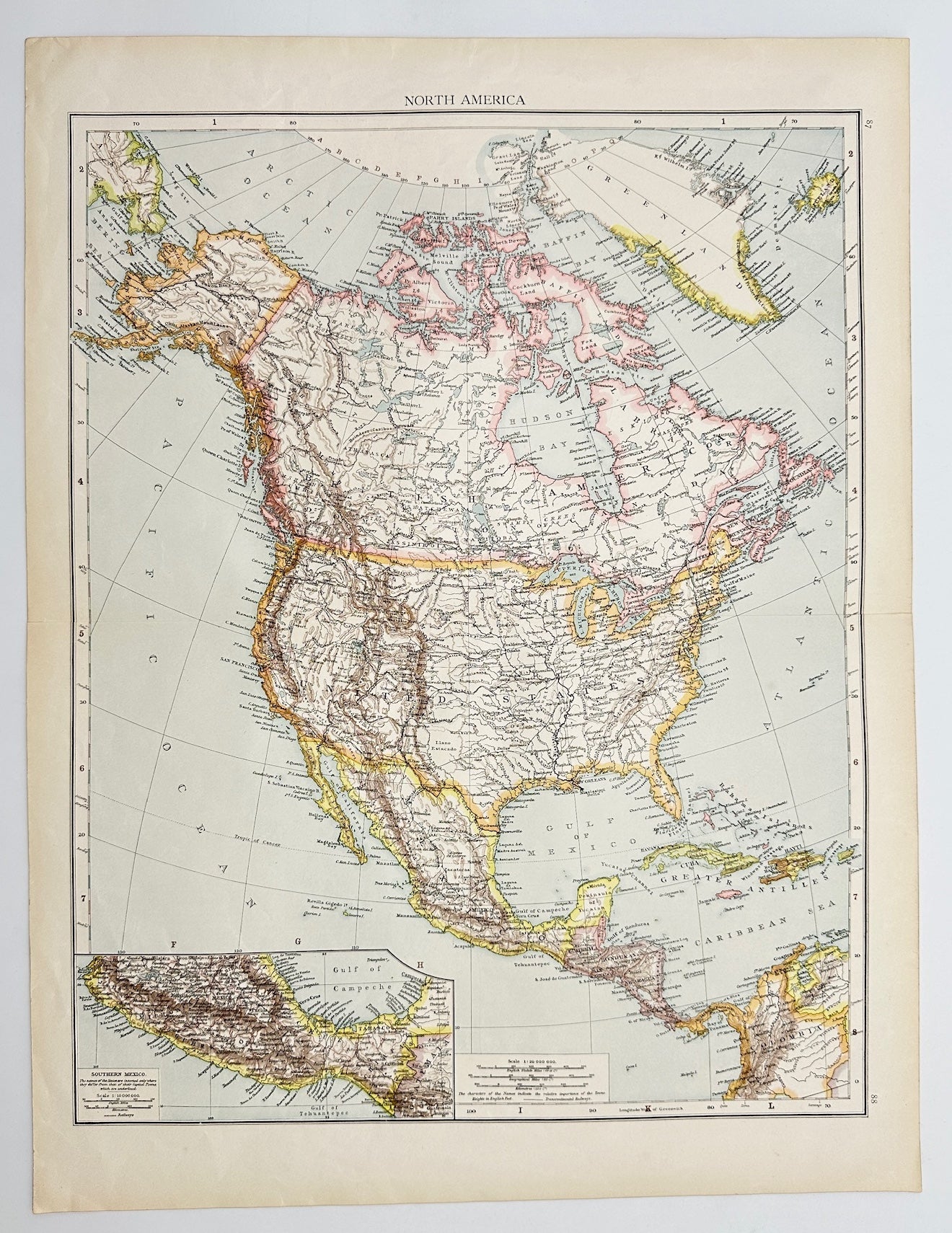 Original Antique Map - Richard Andree - North America - Pacific Ocean - G3