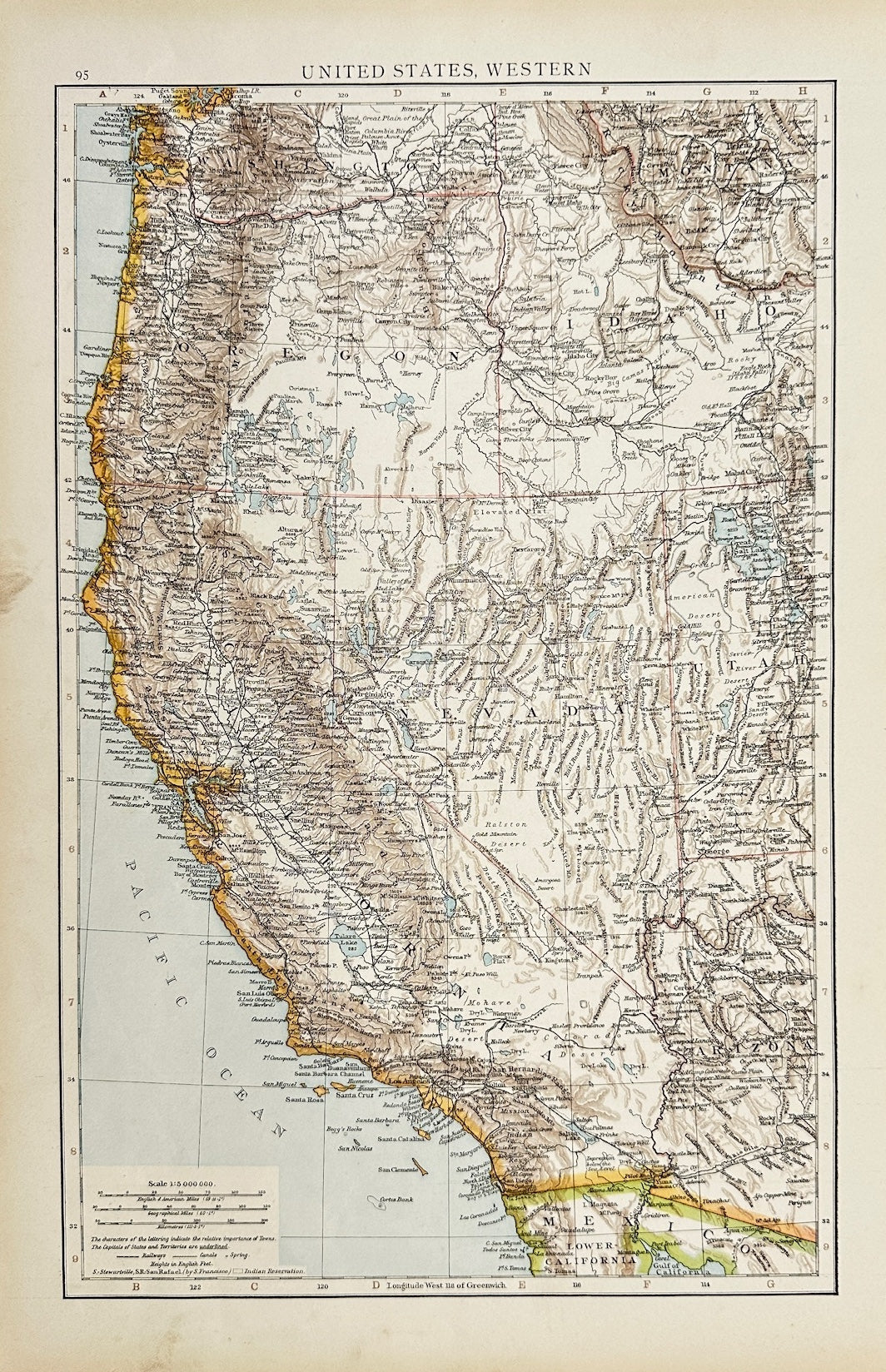 Antique Map - Richard Andree - United States, Western - Pacific Ocean - G3