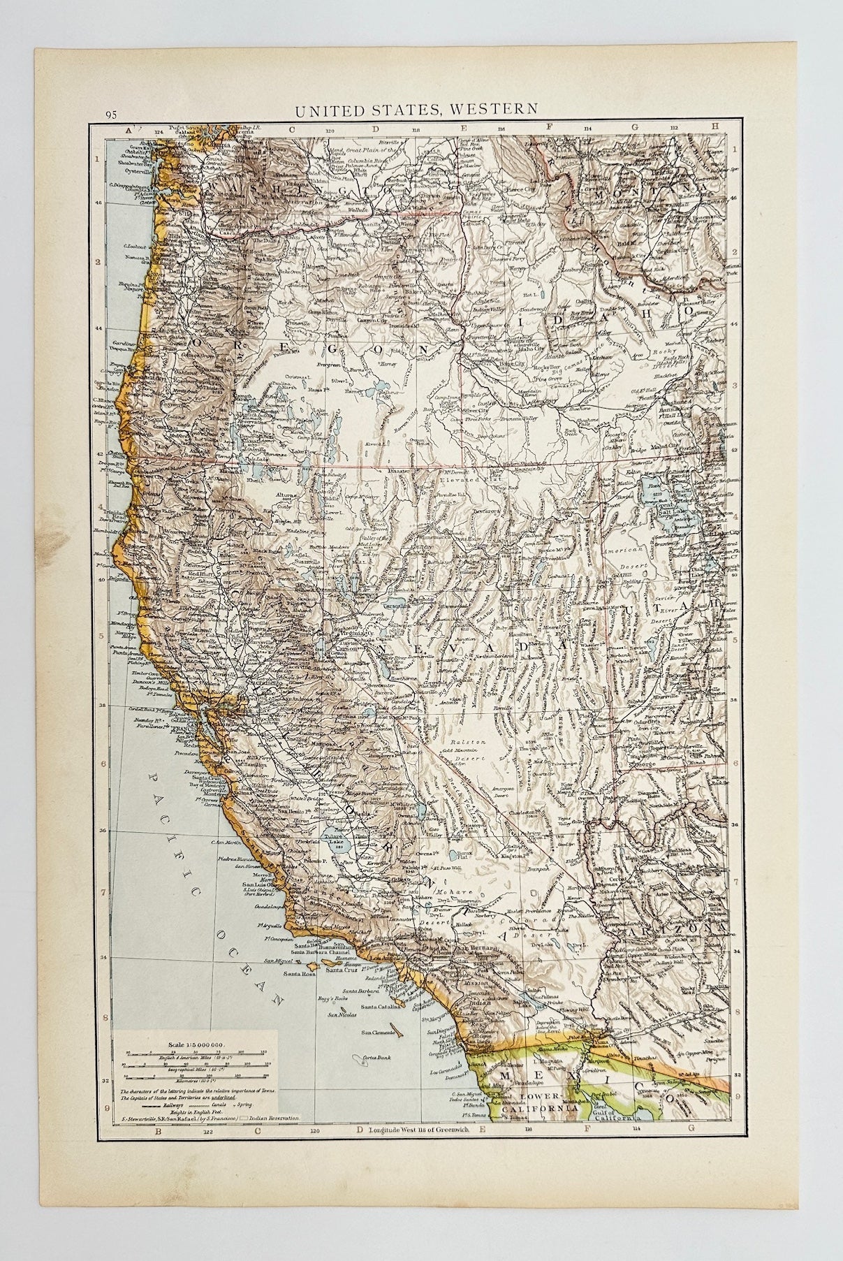 Antique Map - Richard Andree - United States, Western - Pacific Ocean - G3