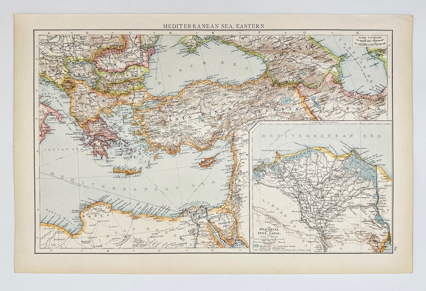 Original Antique Map - Richard Andree - Mediterranean Sea, Eastern - G3