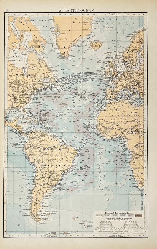 Antique Map - Richard Andree - Atlantic Ocean - Africa - South America - G3