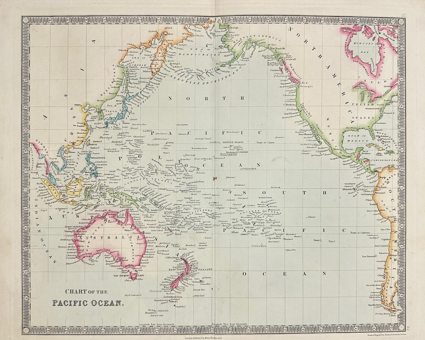 Antique Map - Henry Teesdale - Chart of the Pacific Ocean - Australia - G3