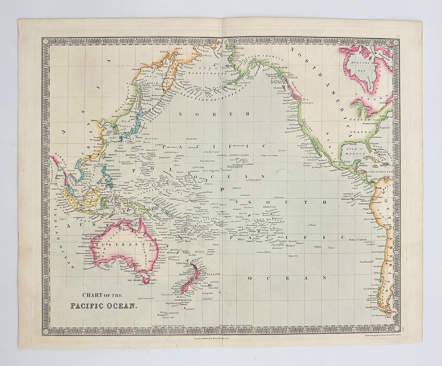 Antique Map - Henry Teesdale - Chart of the Pacific Ocean - Australia - G3