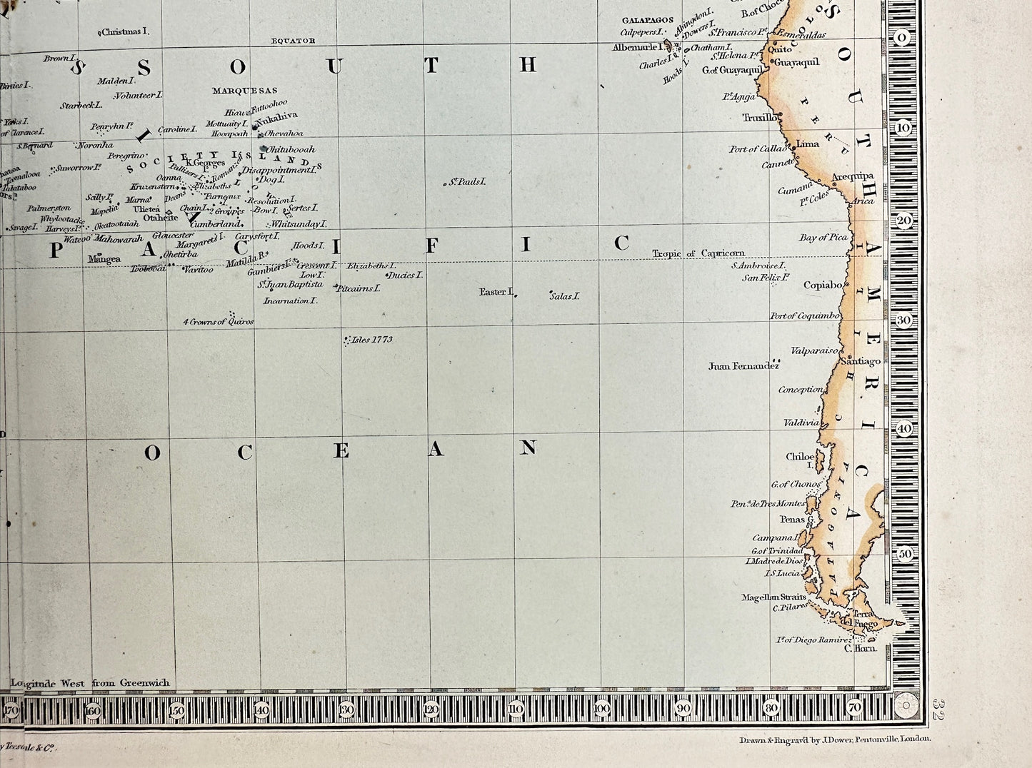 Antique Map - Henry Teesdale - Chart of the Pacific Ocean - Australia - G3