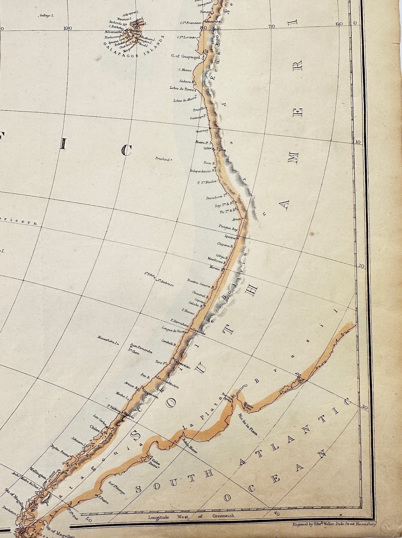 Antique Map - Edward Weller - The Pacific Ocean - North America - Asia - G3